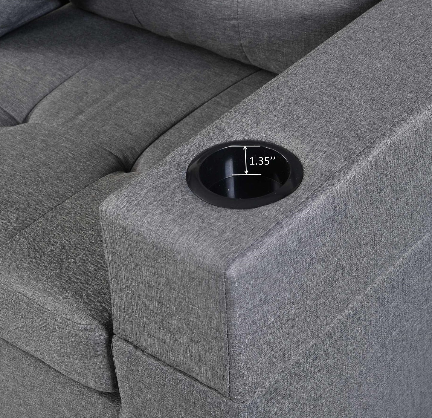 Sectional Sofa Set for Living Room with L Shape Chaise Lounge ,cup holder and Left or Right Hand Chaise Modern 4 Seat