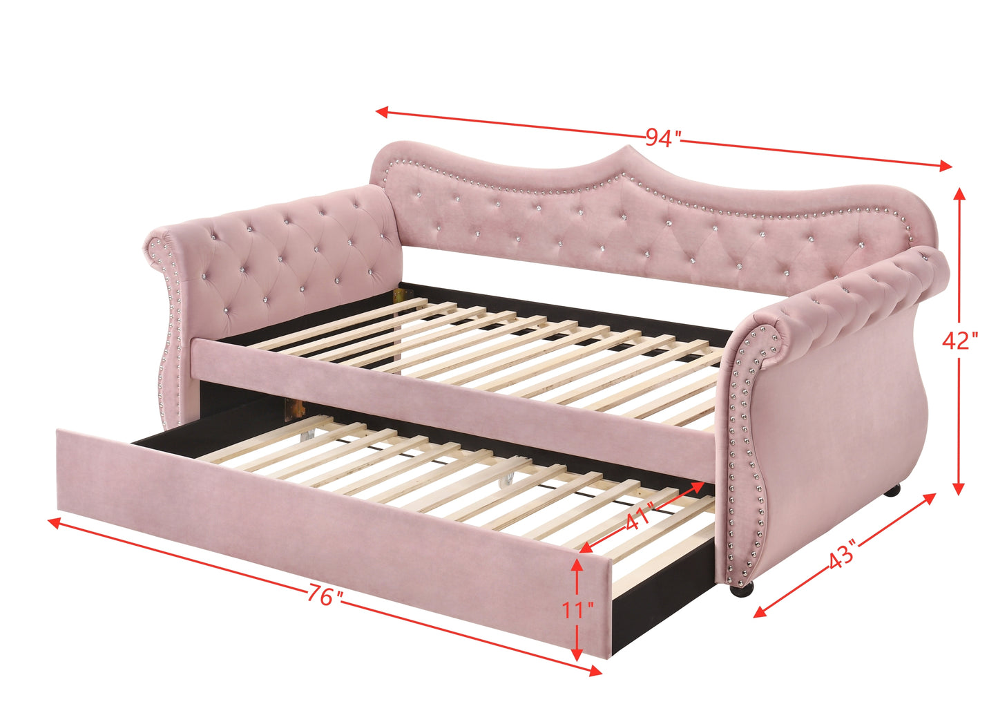 ACME Adkins Daybed & Trundle - Pink