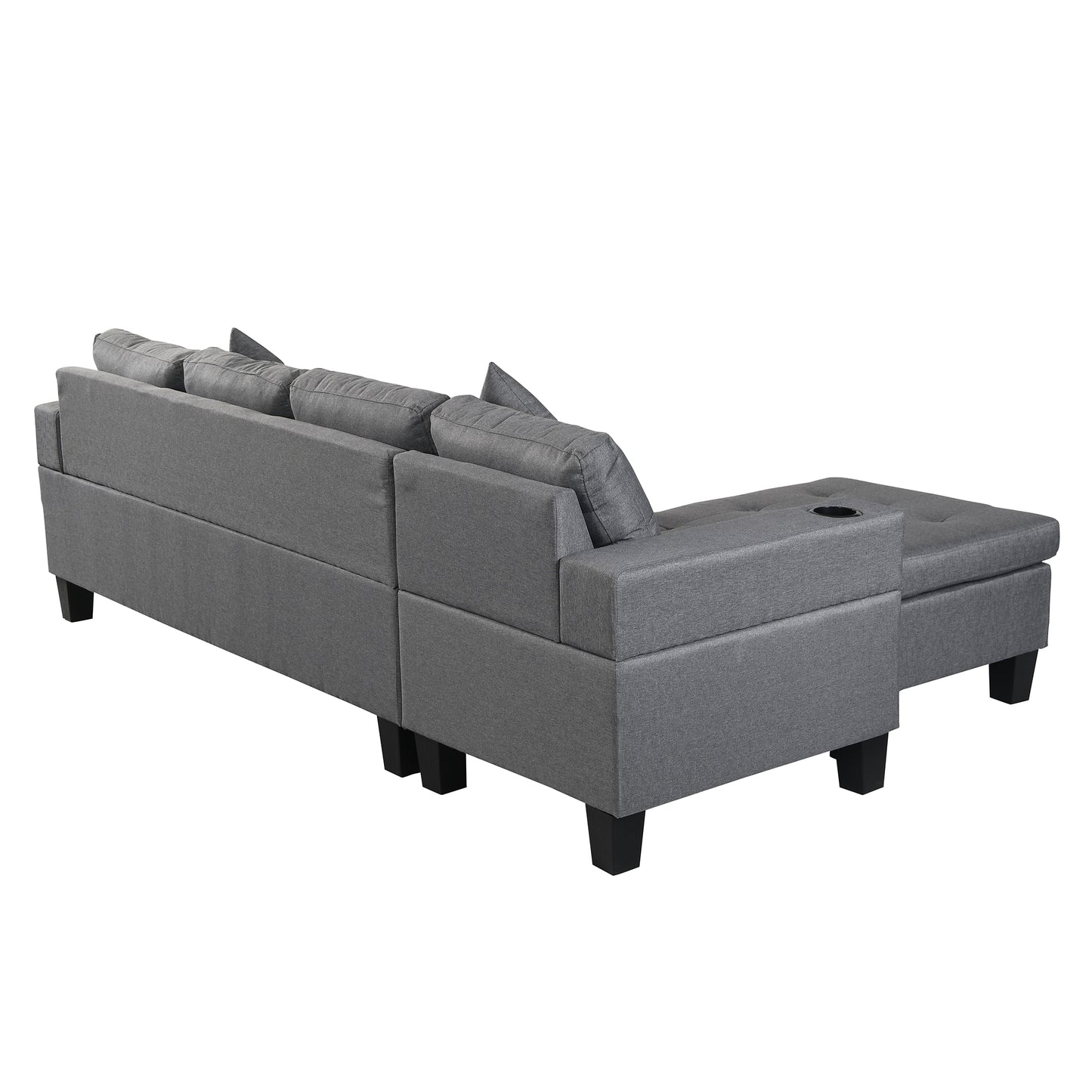 Sectional Sofa Set for Living Room with L Shape Chaise Lounge ,cup holder and Left or Right Hand Chaise Modern 4 Seat