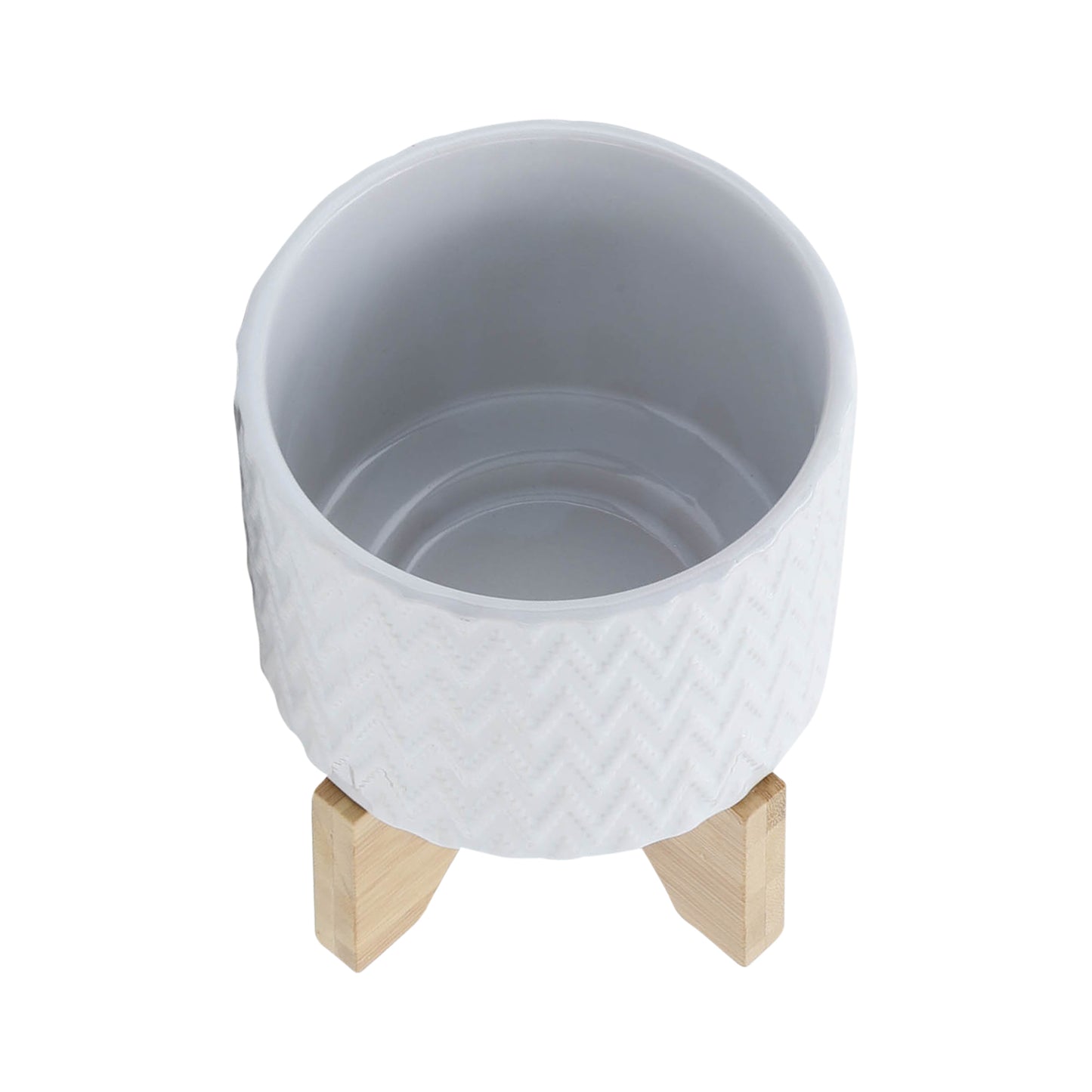 5" Chevron Planter with Stand - White