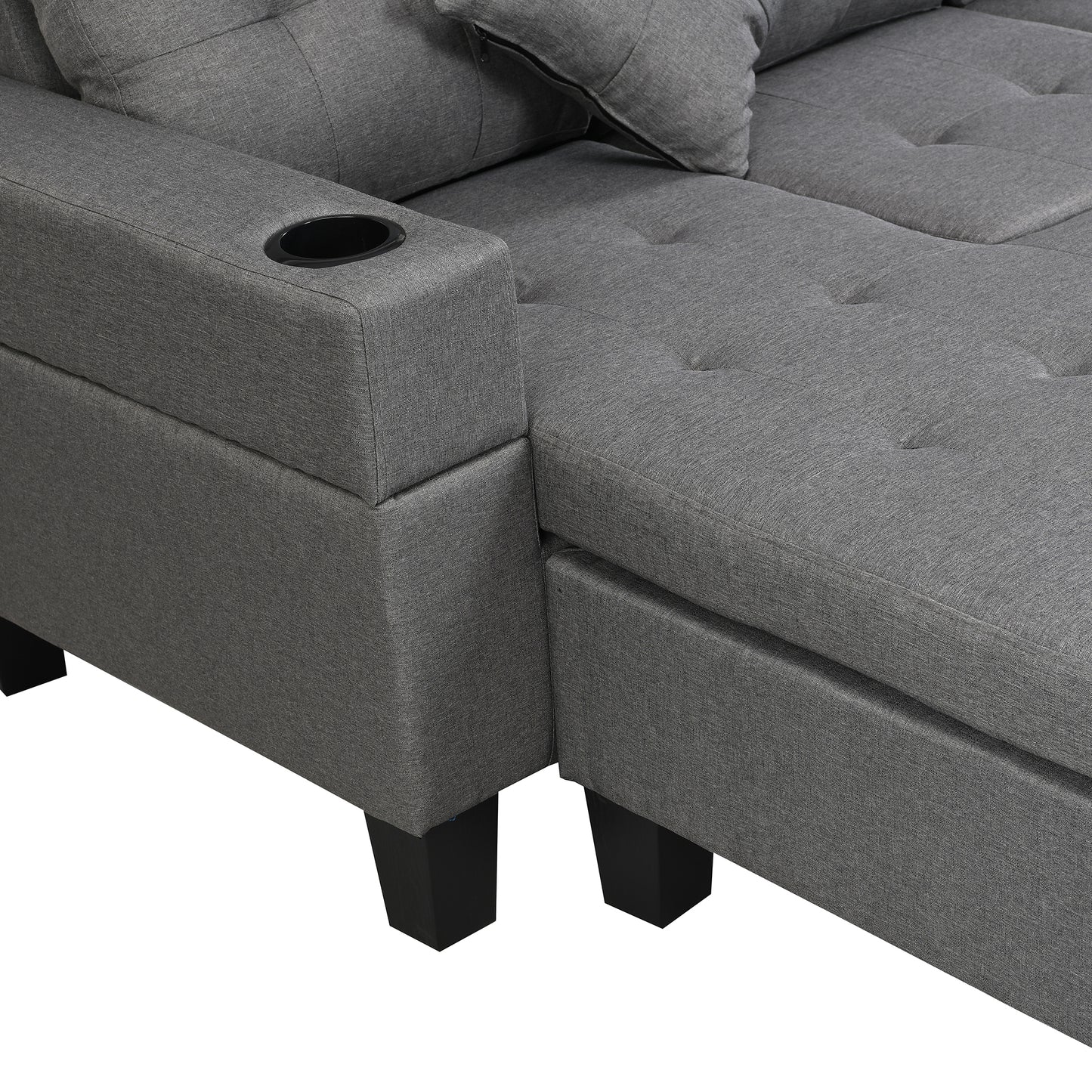 Sectional Sofa Set for Living Room with L Shape Chaise Lounge ,cup holder and Left or Right Hand Chaise Modern 4 Seat
