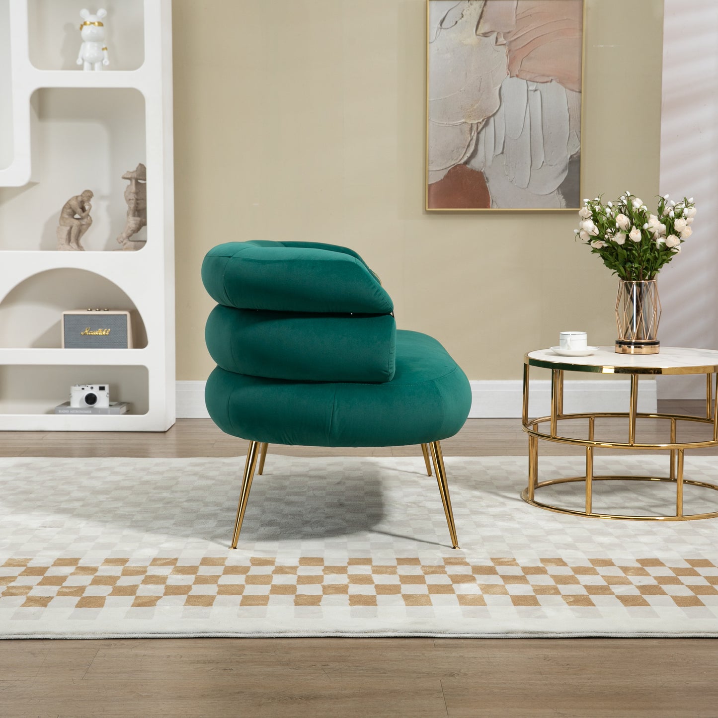 Accent Chair with Golden feet, green