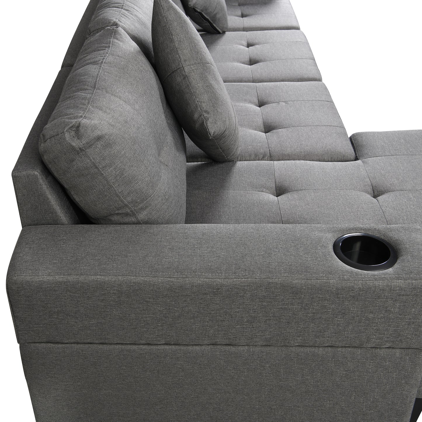 Sectional Sofa Set for Living Room with L Shape Chaise Lounge ,cup holder and Left or Right Hand Chaise Modern 4 Seat