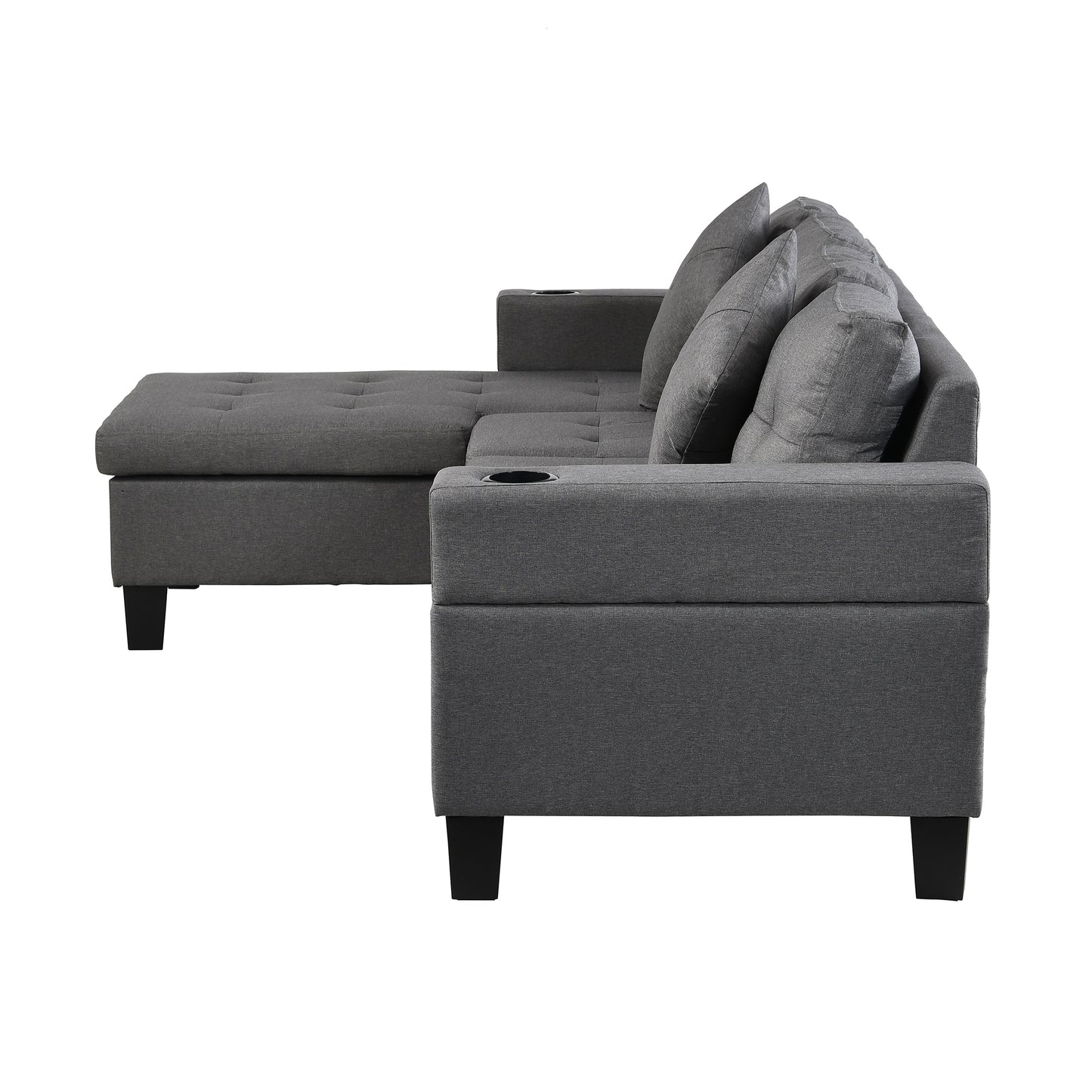 Sectional Sofa Set for Living Room with L Shape Chaise Lounge ,cup holder and Left or Right Hand Chaise Modern 4 Seat
