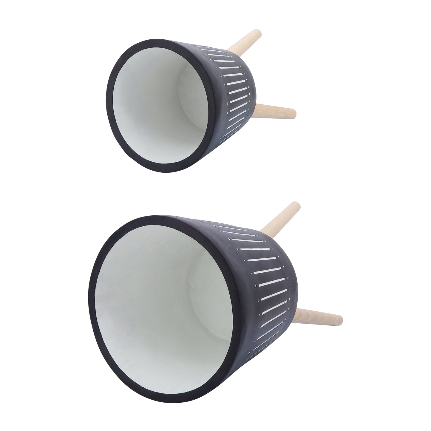 S/2 10/12" PLANTER W/ WOOD LEGS, NAVY KD