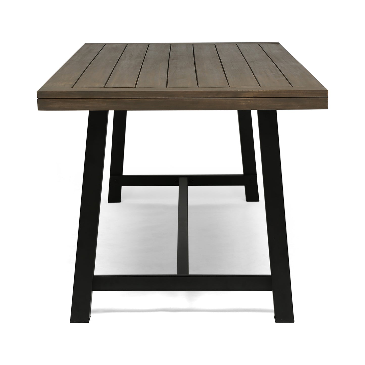 Grey and Black Acacia Wood Outdoor Dining Table