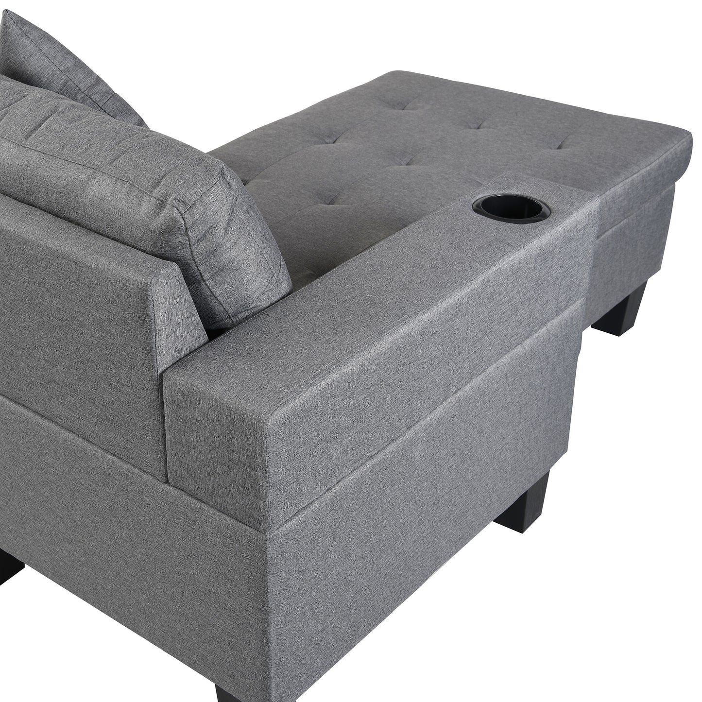 Sectional Sofa Set for Living Room with L Shape Chaise Lounge ,cup holder and Left or Right Hand Chaise Modern 4 Seat