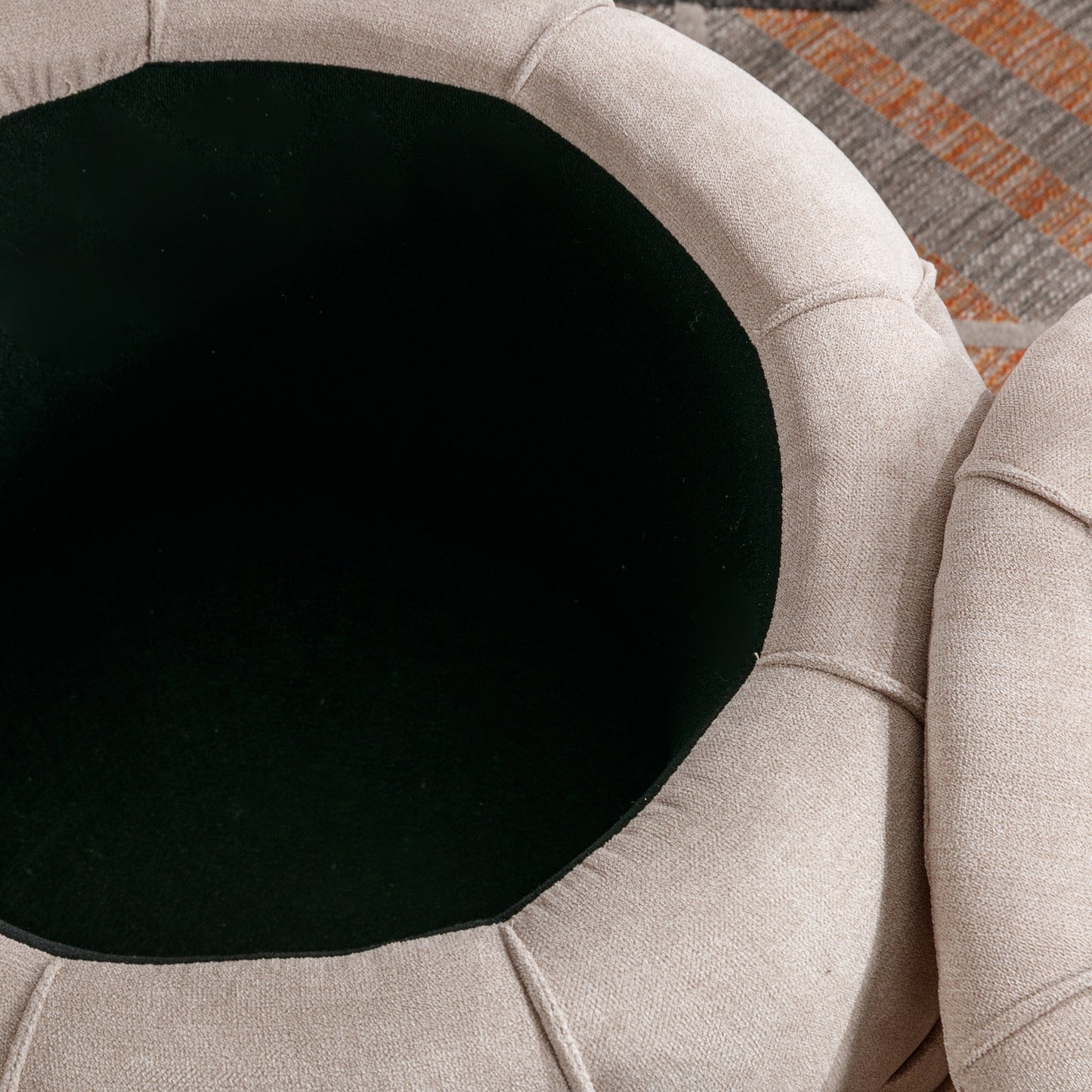 Laney Large Button Tufted Woven Round Storage Ottoman