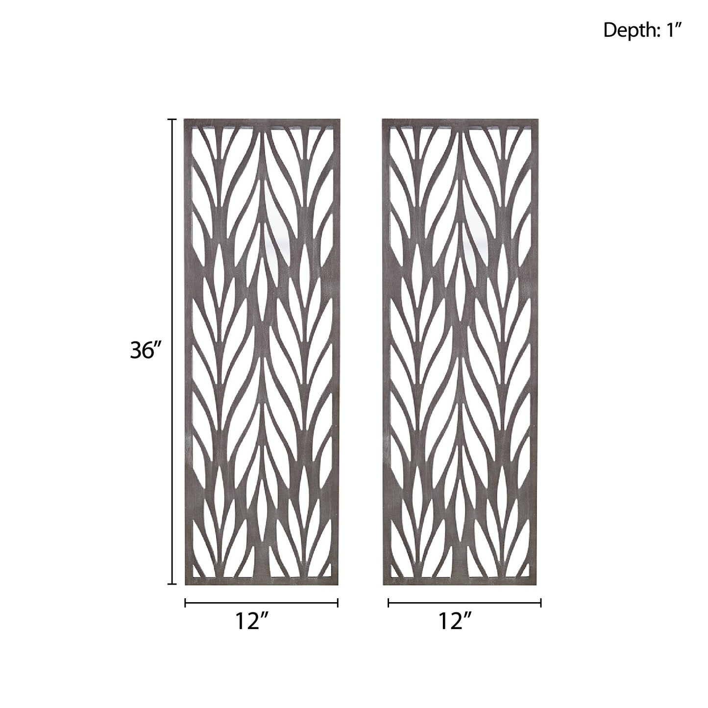 Florian Grey Laser Cut Wood 2-piece Panel Wall Decor Set