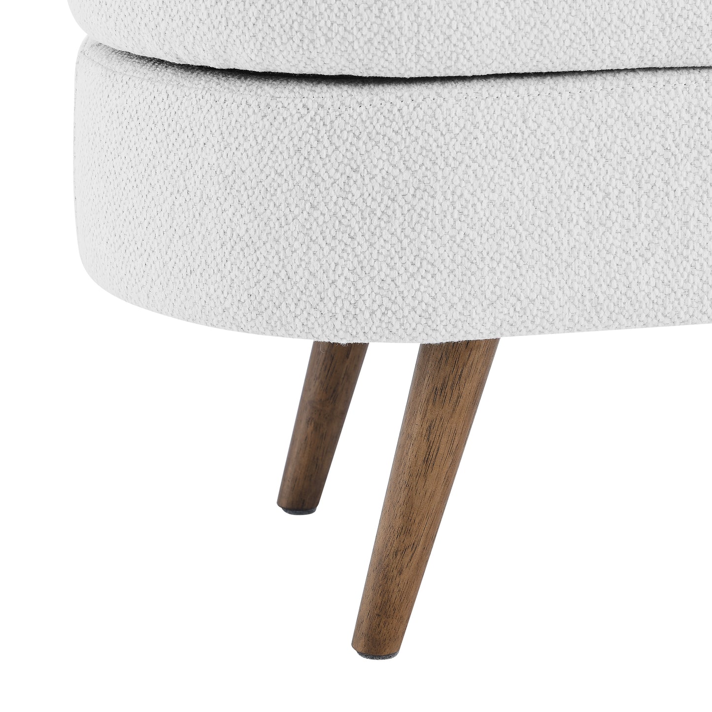 Isiris Ottoman Oval Storage Bench, Rubber Wood Legs, White(43.5“x16”x16“)