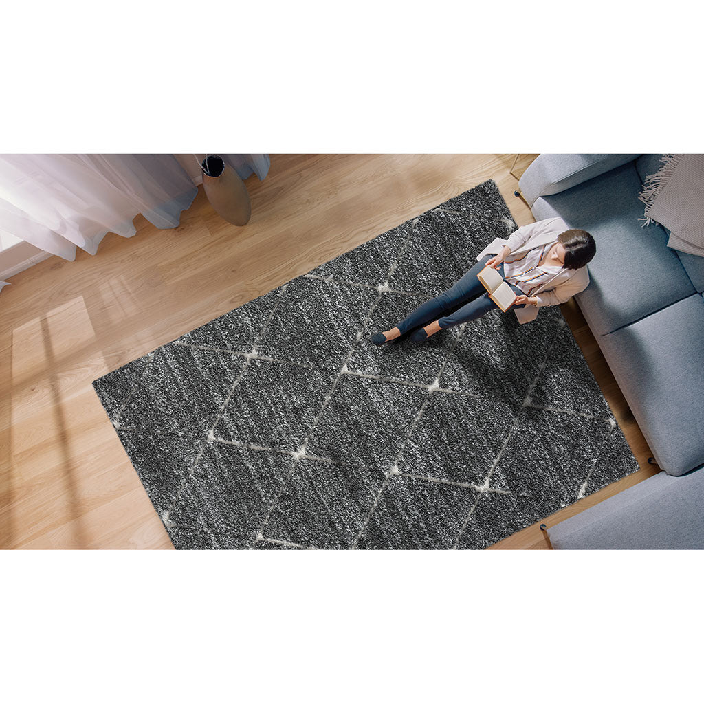 Sophie Talas Trellis Area Rug in Grey and Cream 6x9'