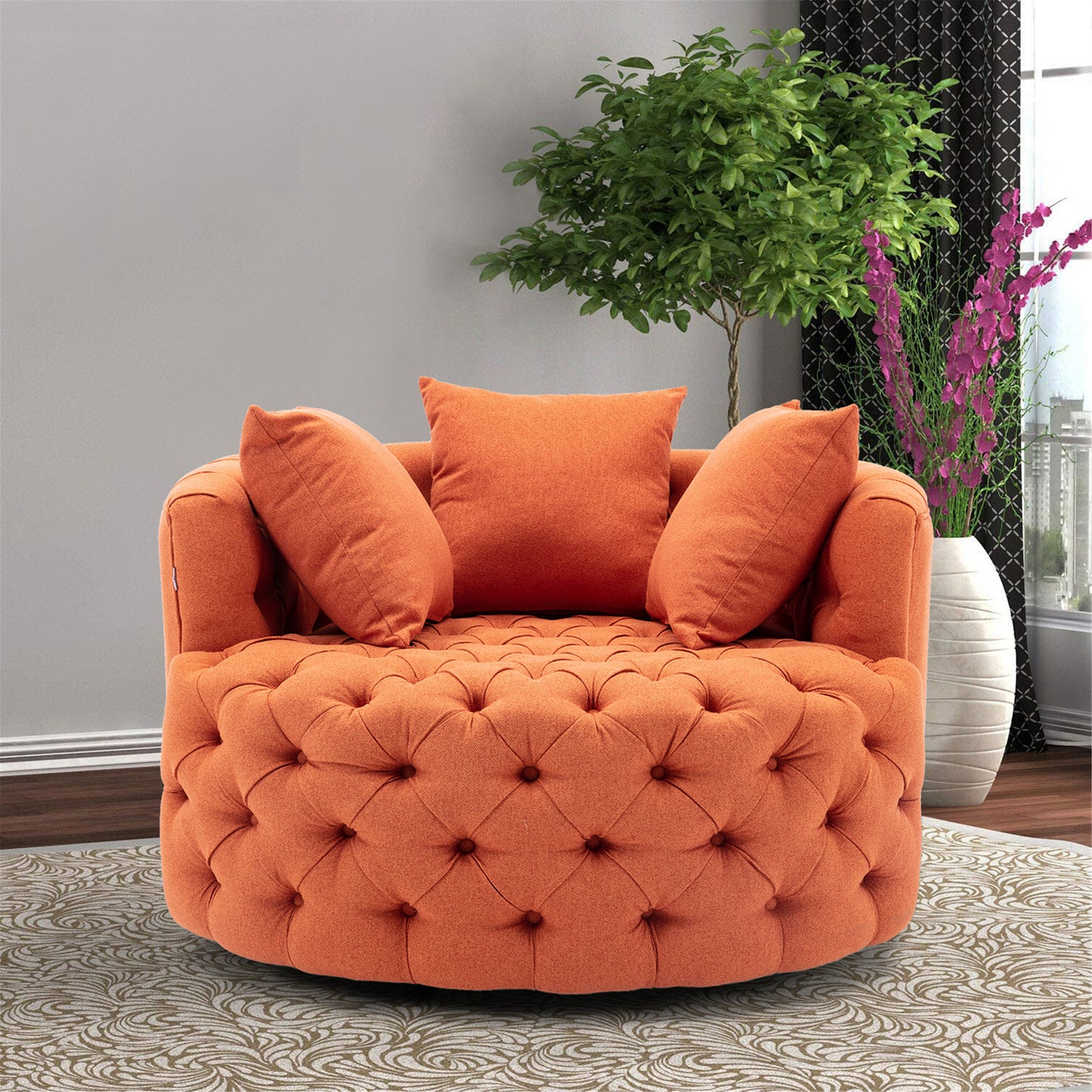 Modern Swivel Accent Chair, Orange