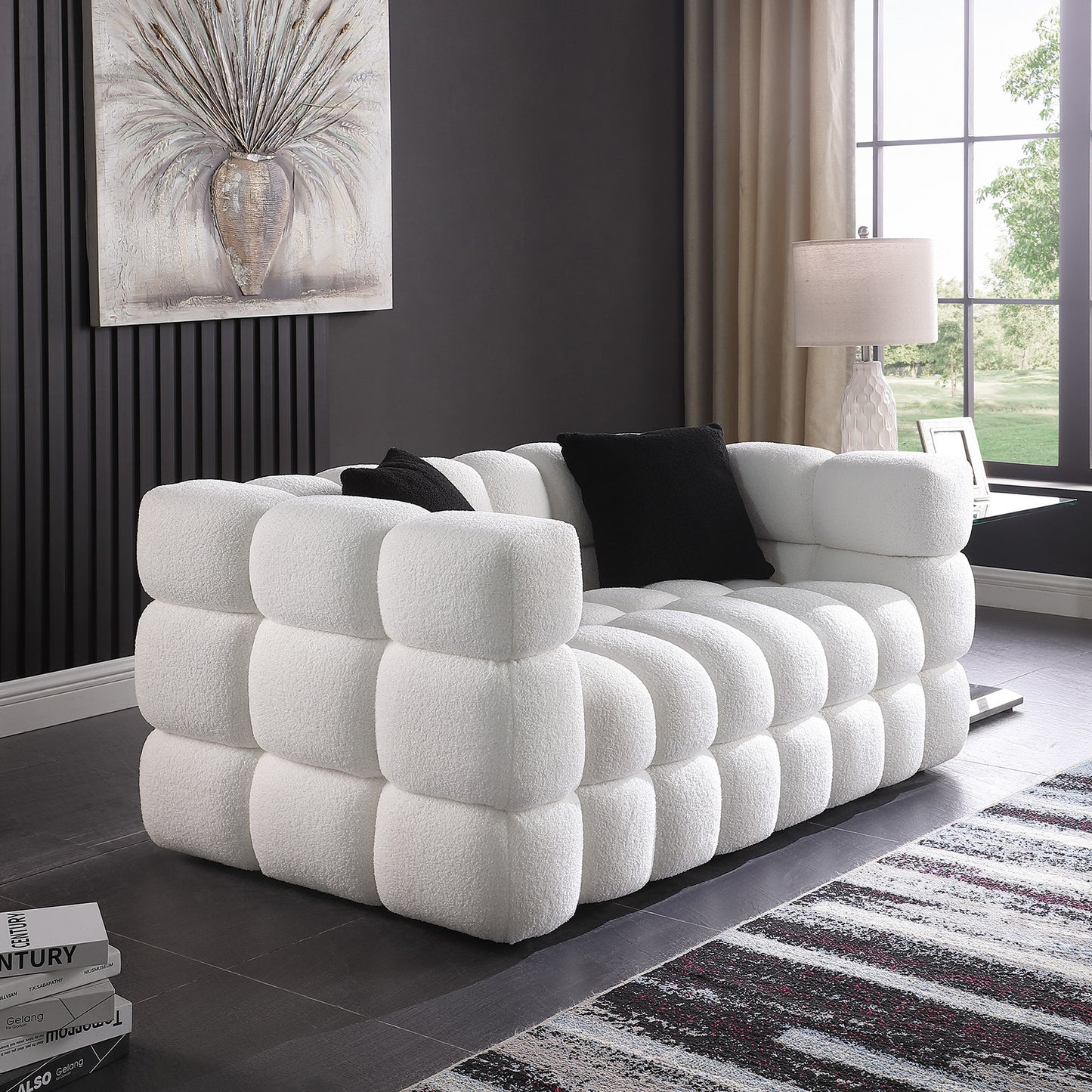 3 seater Marshmallow Boucle Sofa - White