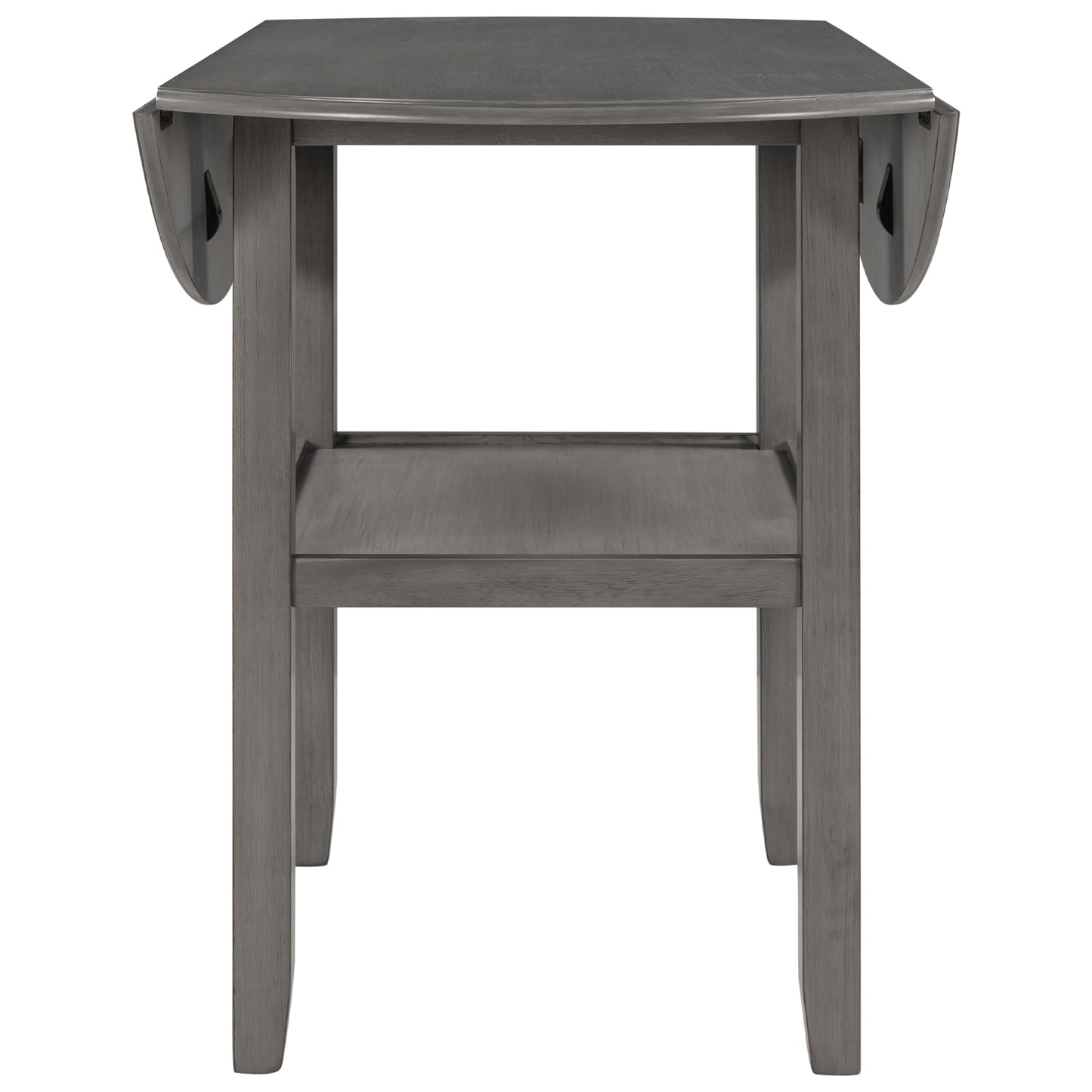 TOPMAX Farmhouse Round Counter Height Kitchen Dining Table with Drop Leaf  and One Shelf for Small Places, Gray