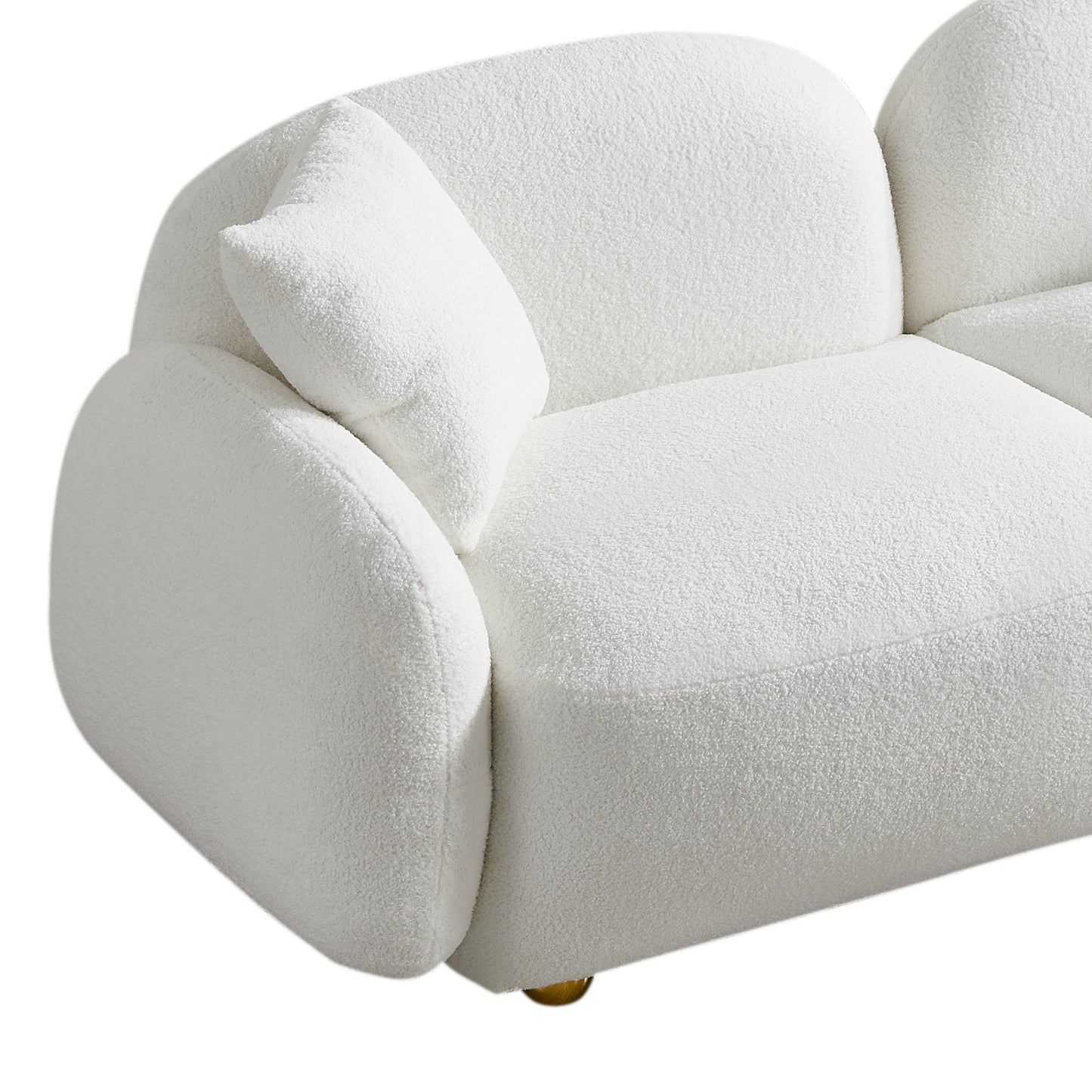 77.95" Cozy Teddy Fabric Sofa - Luxurious Plush Upholstered