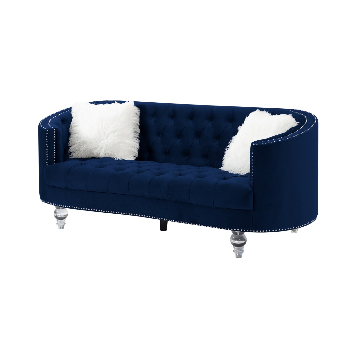 Living Room Sofa Navy Blue Velvet