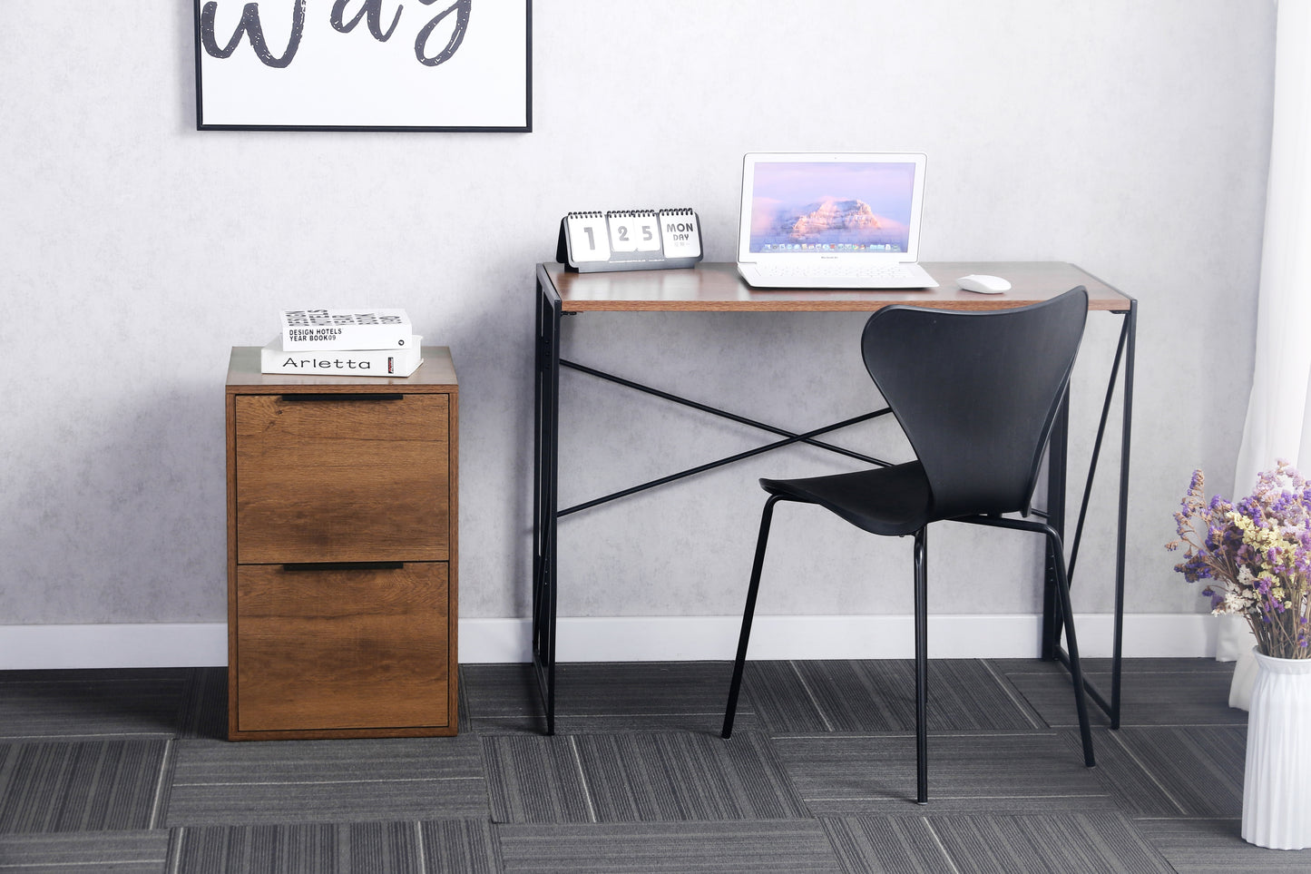 Wood File Cabinet with 2 Drawers - Gray