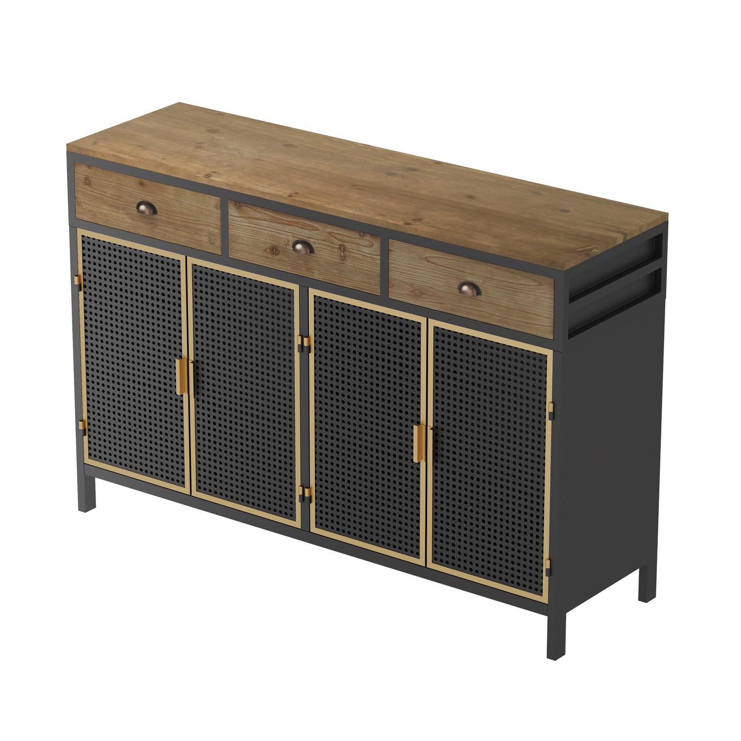 47.64" Wide 4 Doors Modern Sideboard with 3 Top Drawers