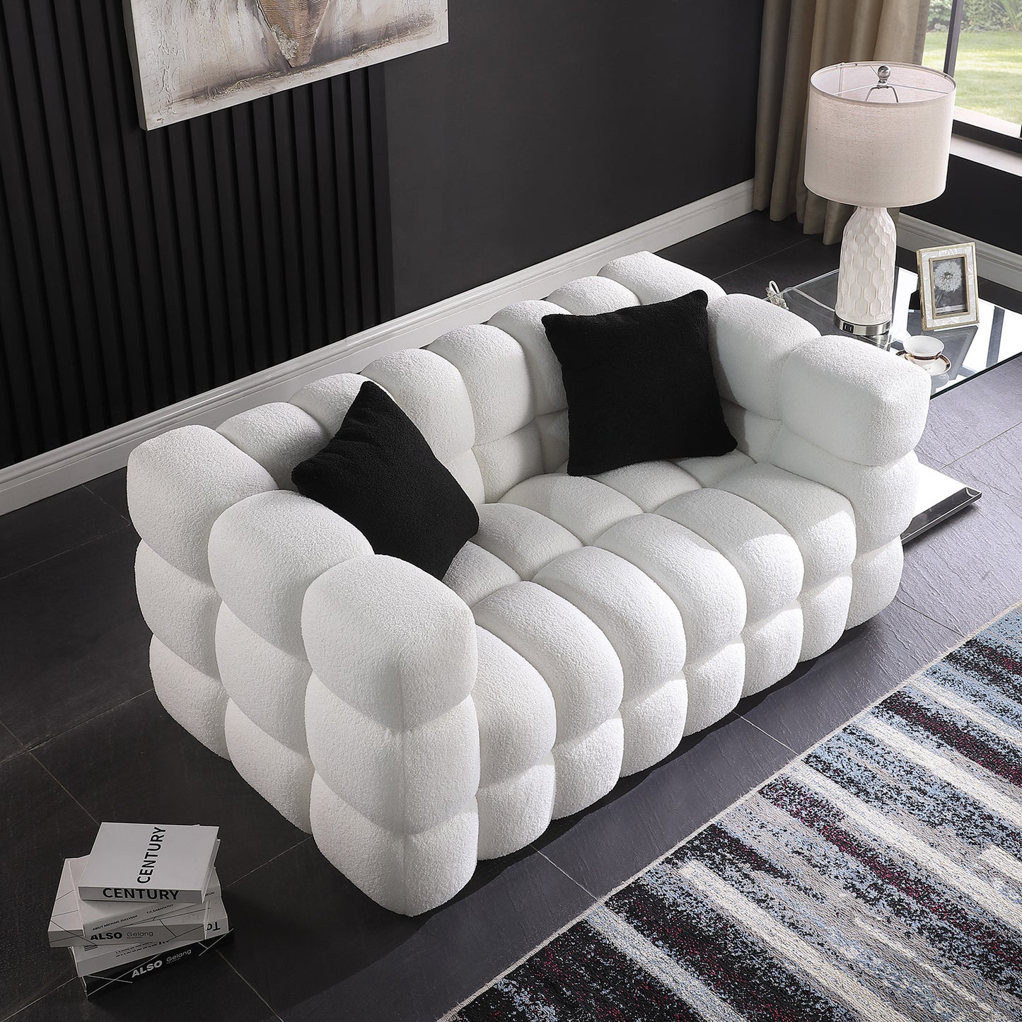 3 seater Marshmallow Boucle Sofa - White