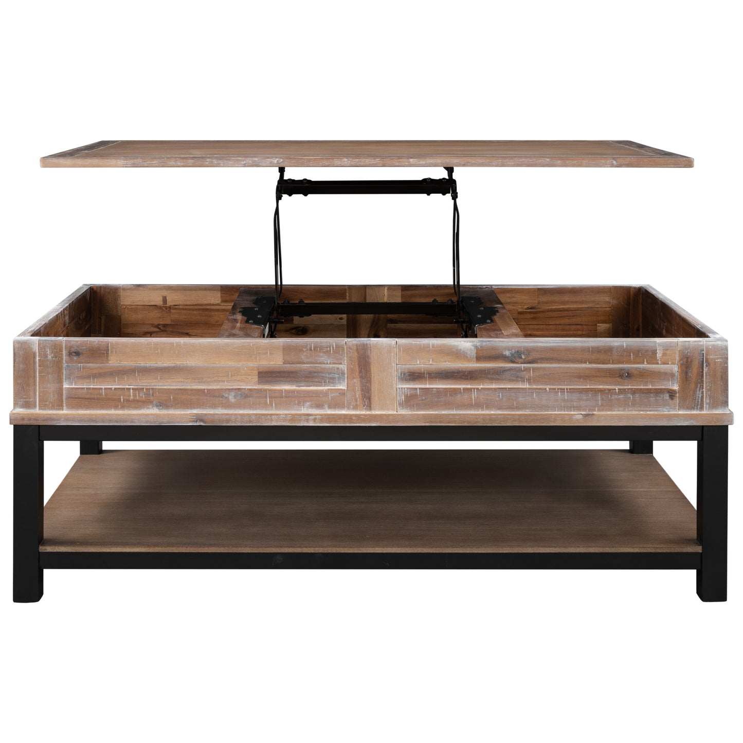 U-style Lift Top Coffee Table with Inner Storage