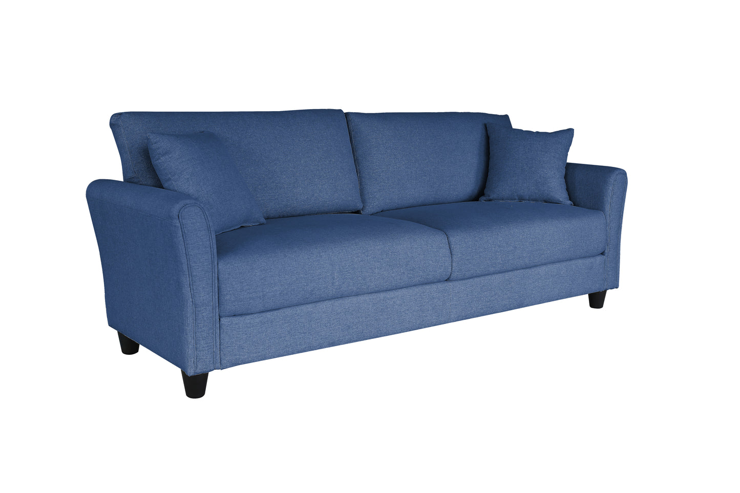 Blue three-seat sofa, linen