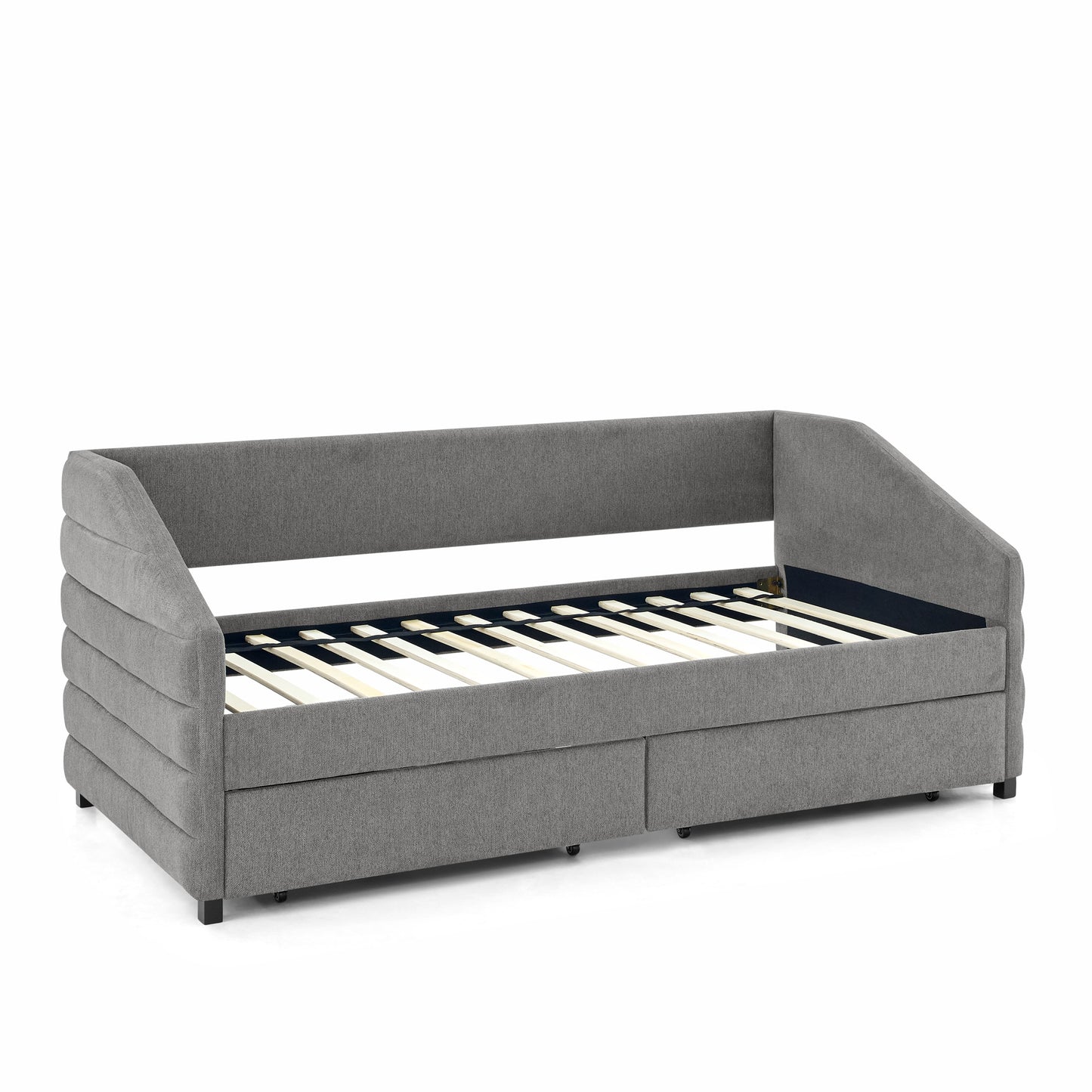 Two Drawers Trundle Upholstered Tufted -Twin