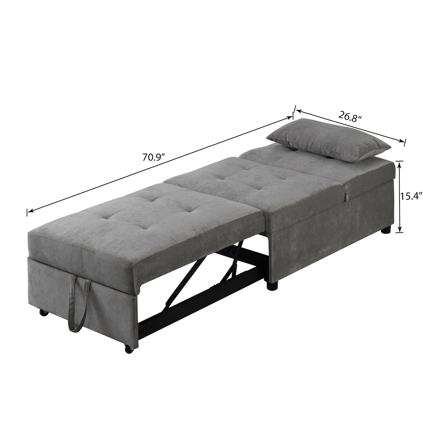 Folding Ottoman Sofa Bed (Light Gray)