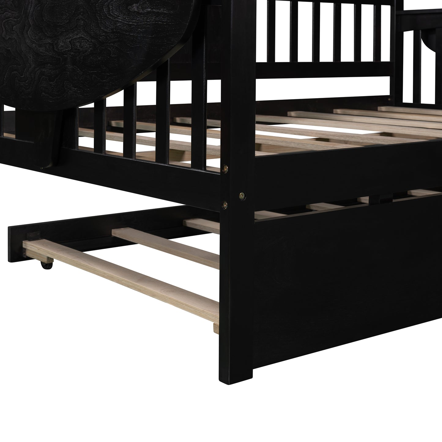 Full size Daybed with Twin size Trundle, Wood Slat Support, Espresso