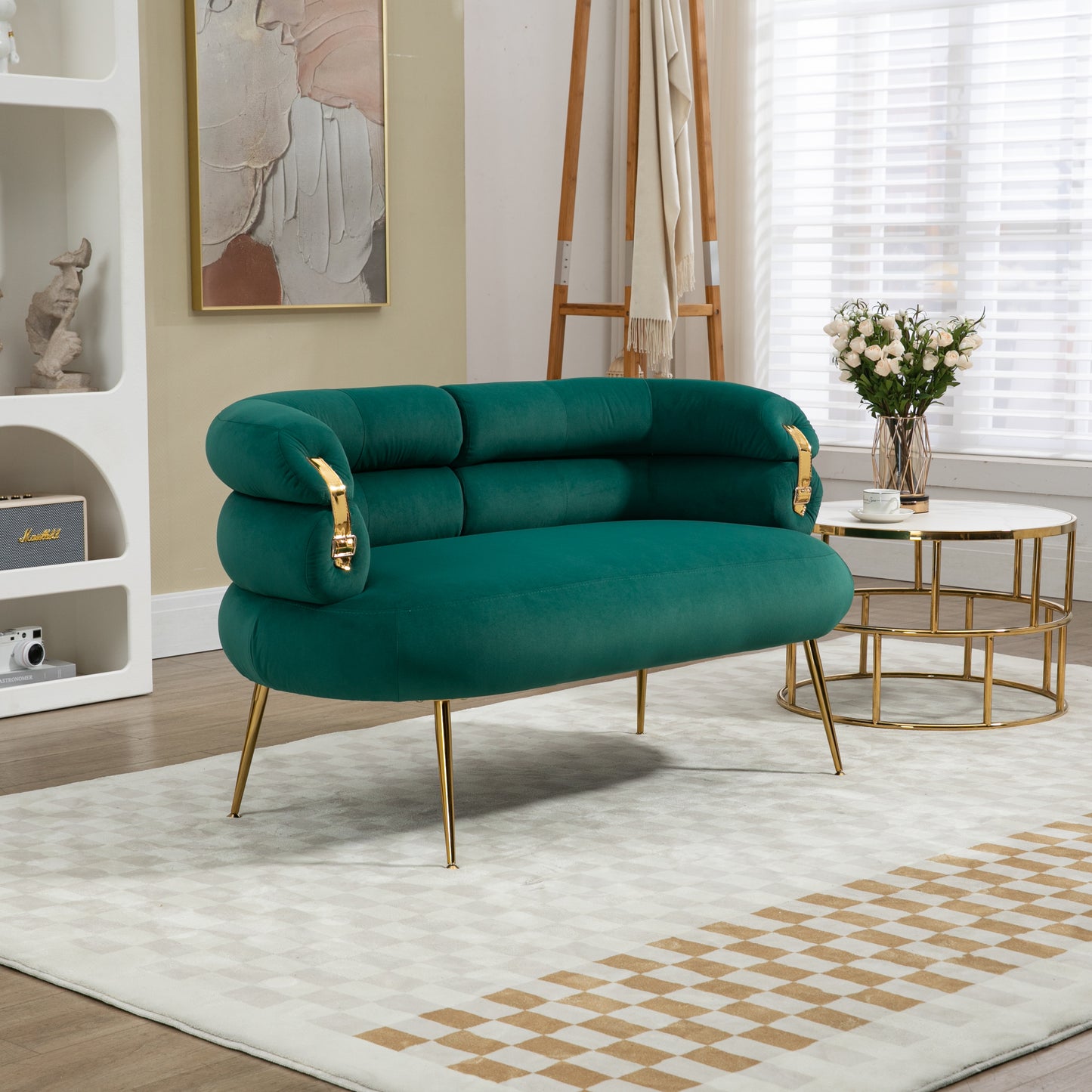 Accent Chair with Golden feet, green