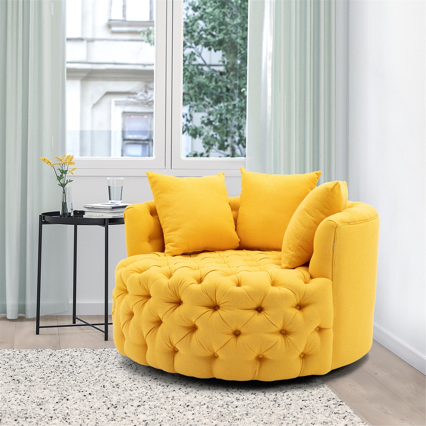 Modern Swivel Accent Chair, yellow