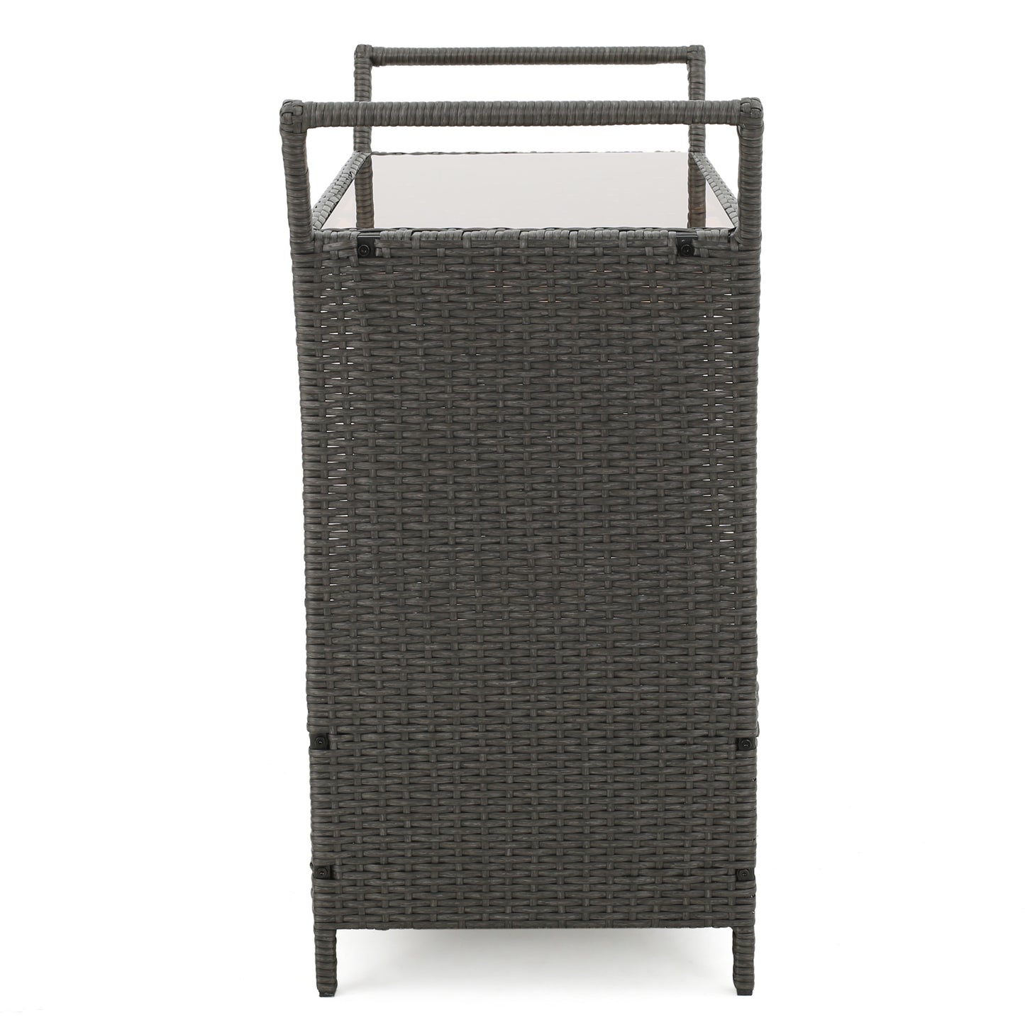 Grey Rattan and Glass Bar Cart