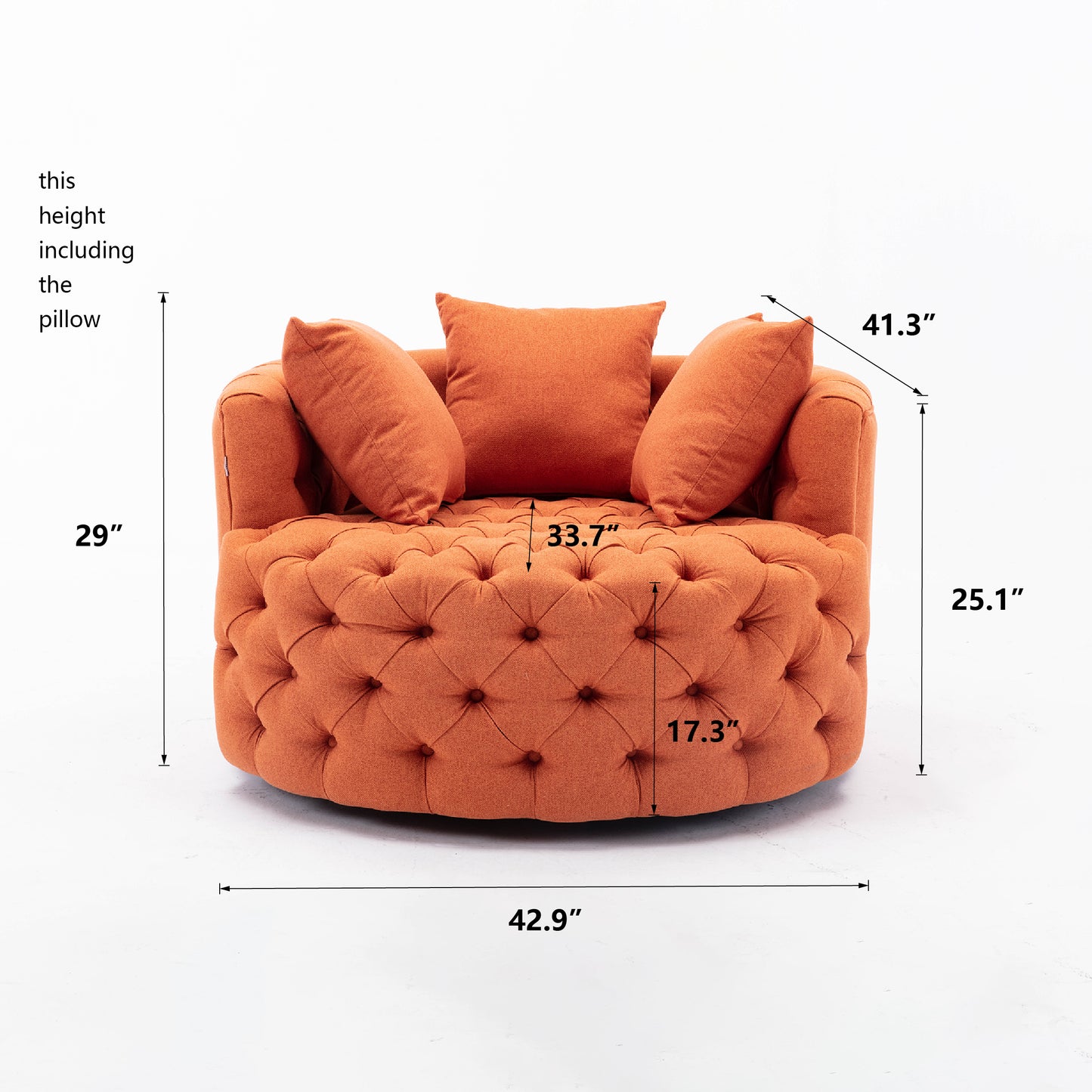 Modern Swivel Accent Chair, Orange 