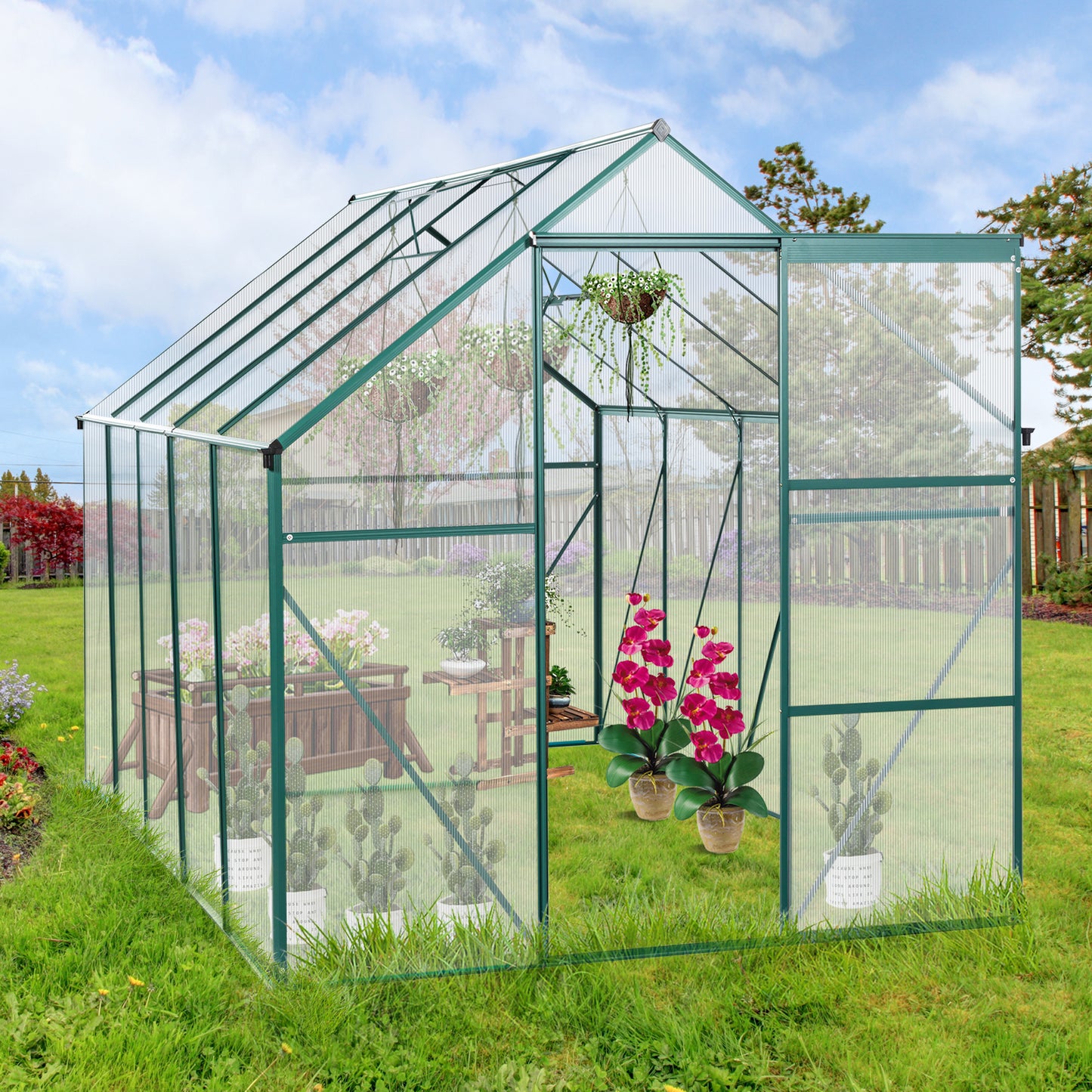 Polycarbonate Greenhouse Raised Base and Anchor Aluminum Heavy Duty