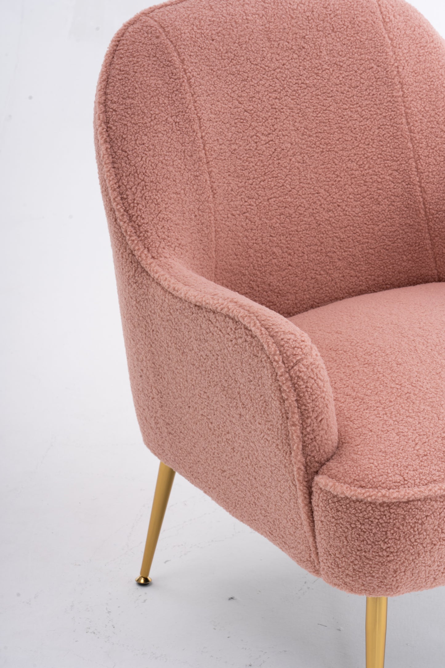 Teddy Fabric Pink Ergonomics Accent Chair