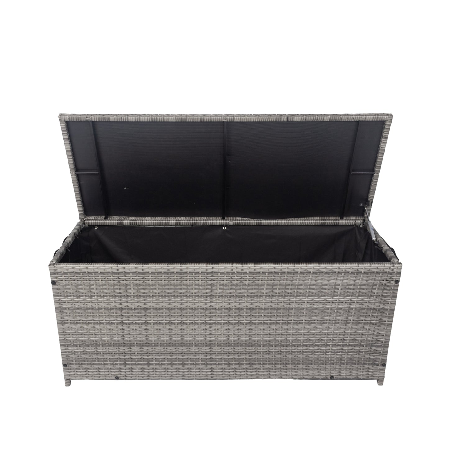 Outdoor Storage Box, 113 Gallon Wicker Patio Deck Boxes with Lid, Outdoor Cushion Storage Container Bin Chest for Kids Toys, Pillows, Towel Grey