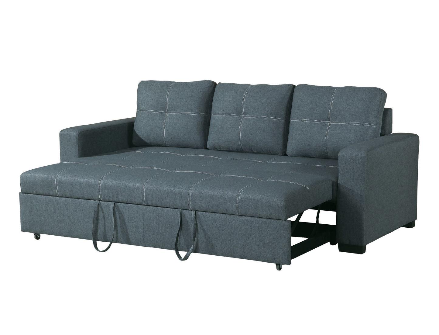 Convertible Sofa in Black Faux Leather