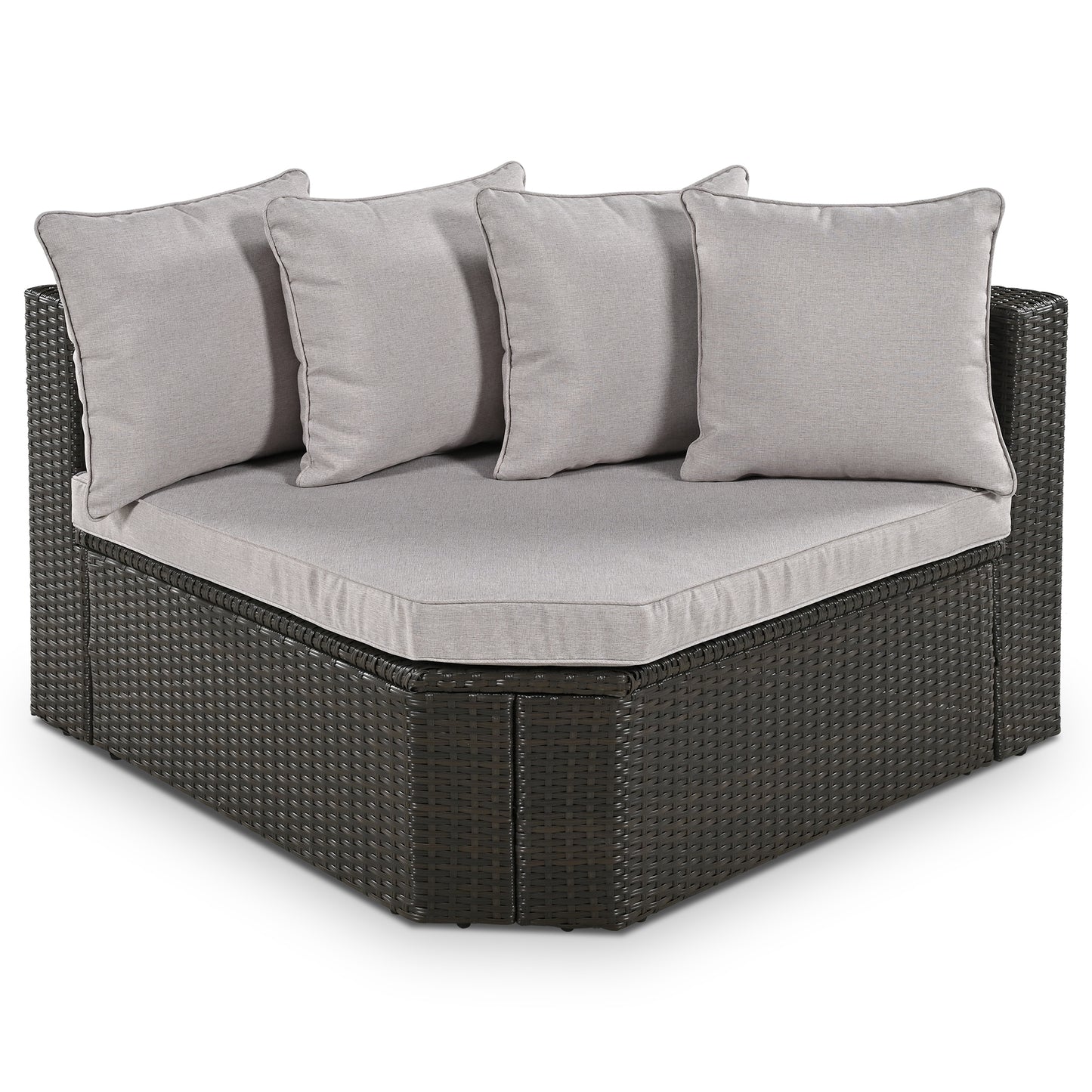 Modern 6-Seater Grey Wicker Patio Furniture Set