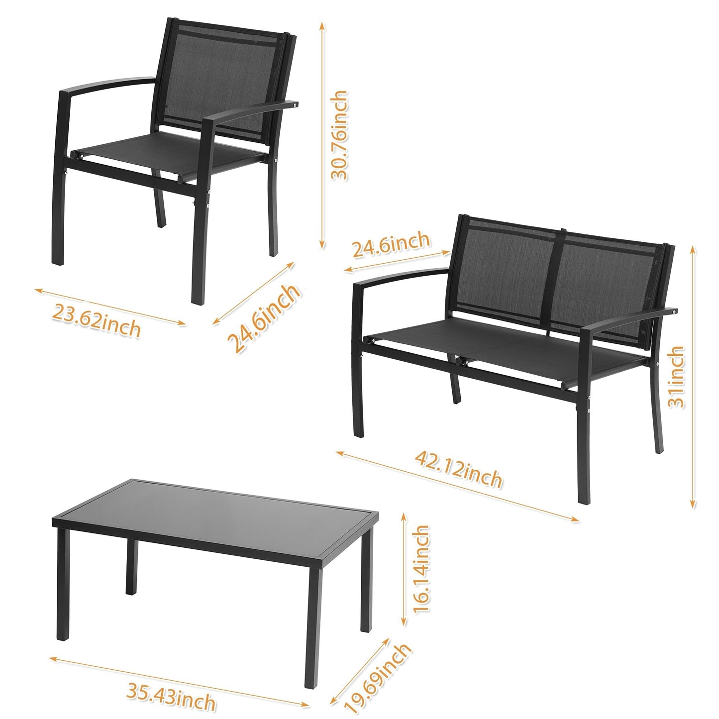 4pcs Rattan Patio Furniture Set