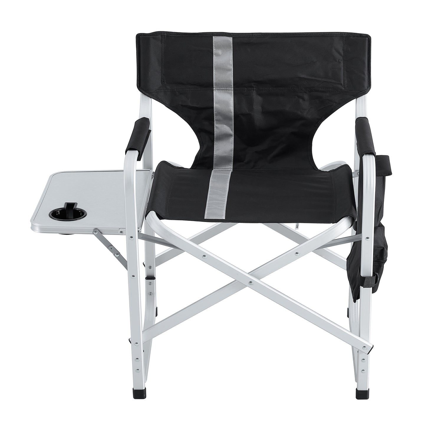 1pc Padded Folding Outdoor Chair with Side Table and Storage Pockets