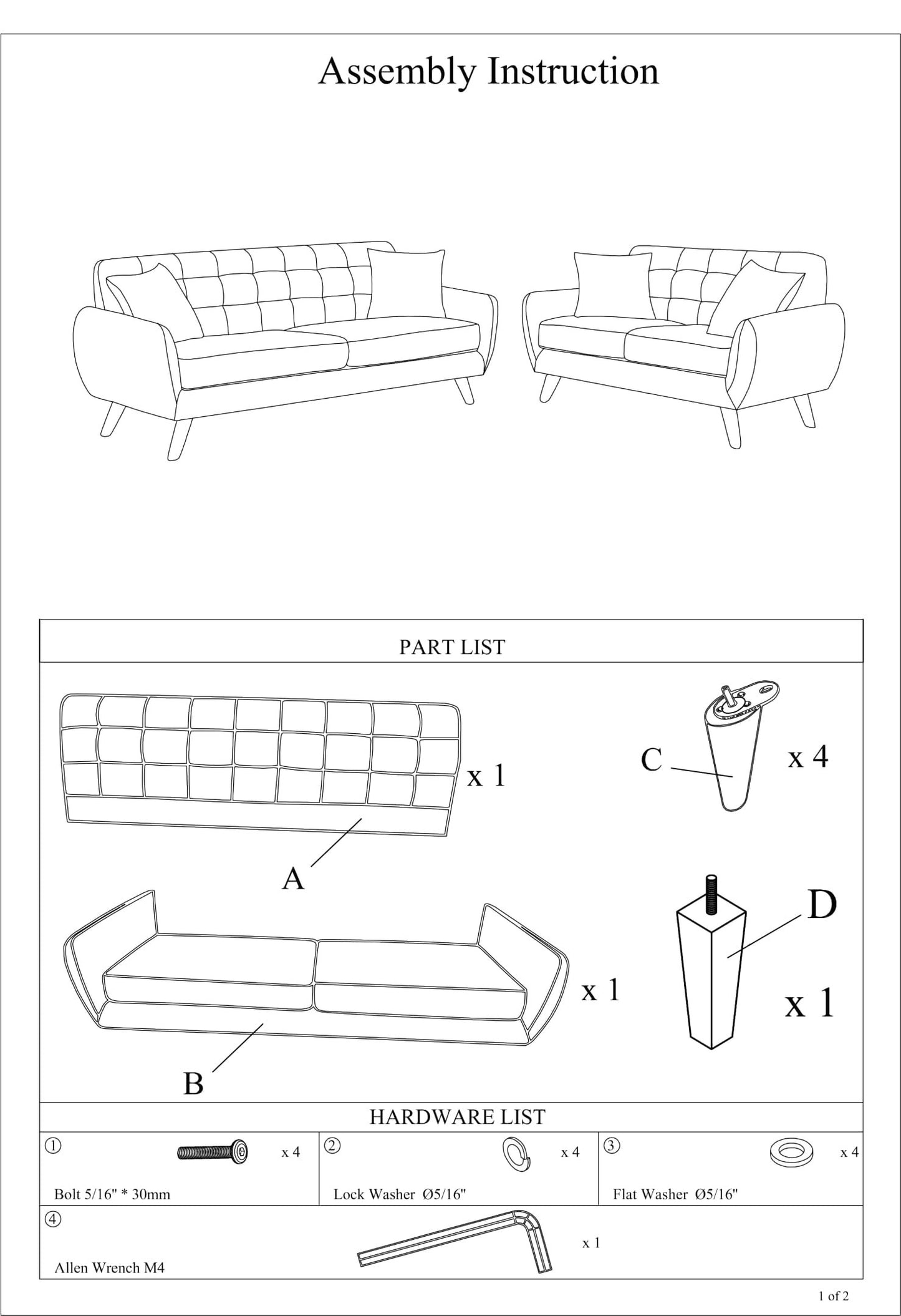 Grey Polyfiber Sofa And Loveseat 2pc Sofa Set Living Room Furniture Plywood Tufted Couch Pillows