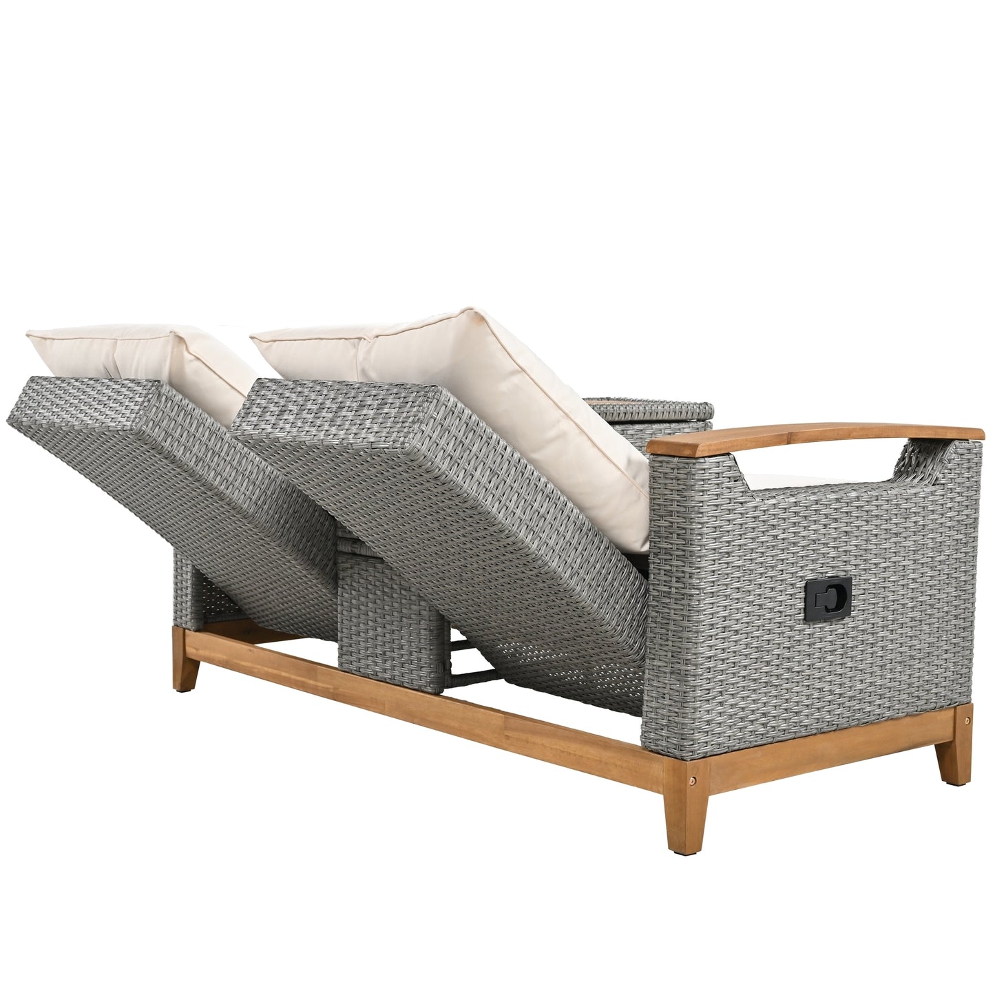 U_Style Outdoor Comfort Adjustable Loveseat,Armrest With Storage Space With 2 Colors,Suitable For Courtyards, Swimming Pools And Balconies, etc.