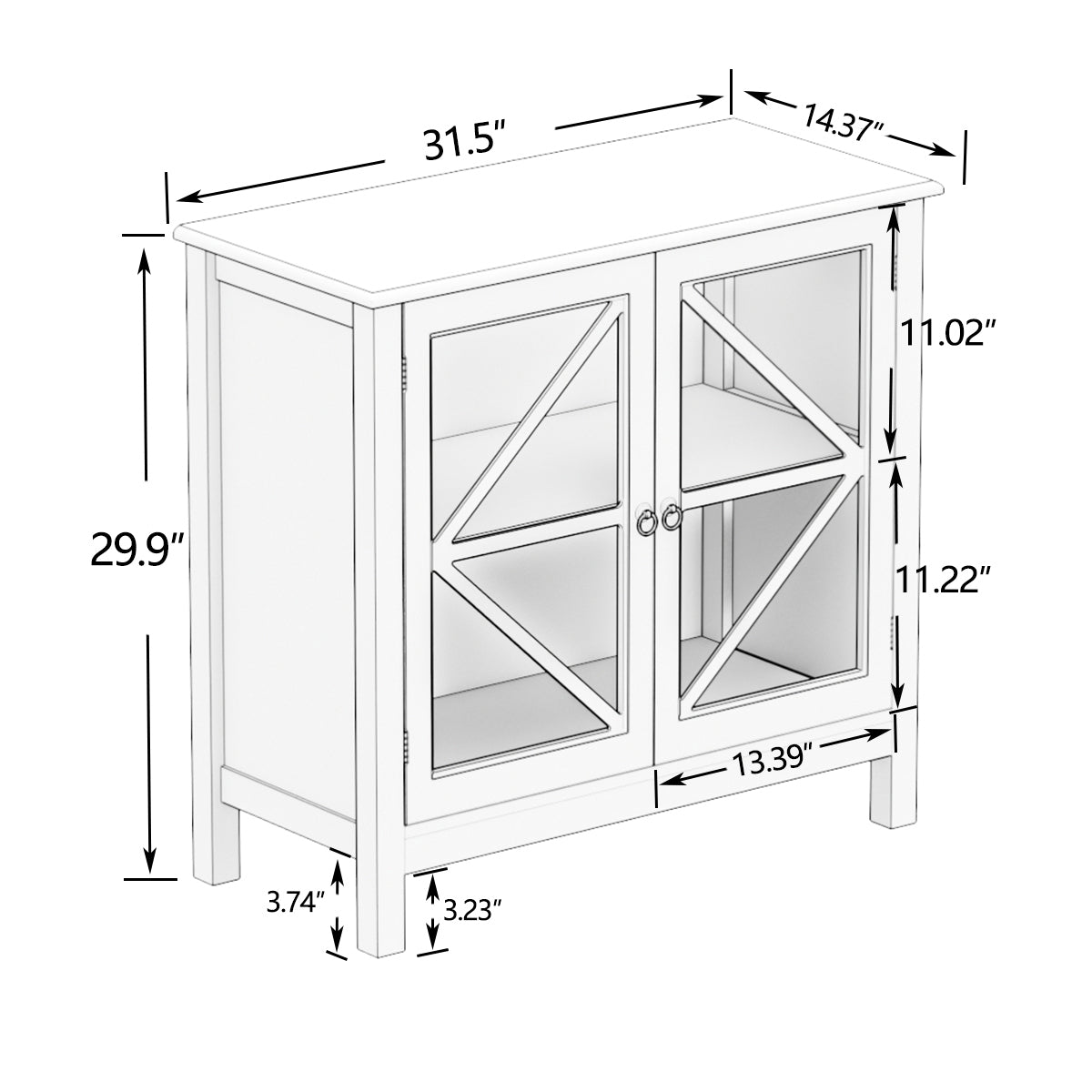 Kitchen cabinet with double glass doors