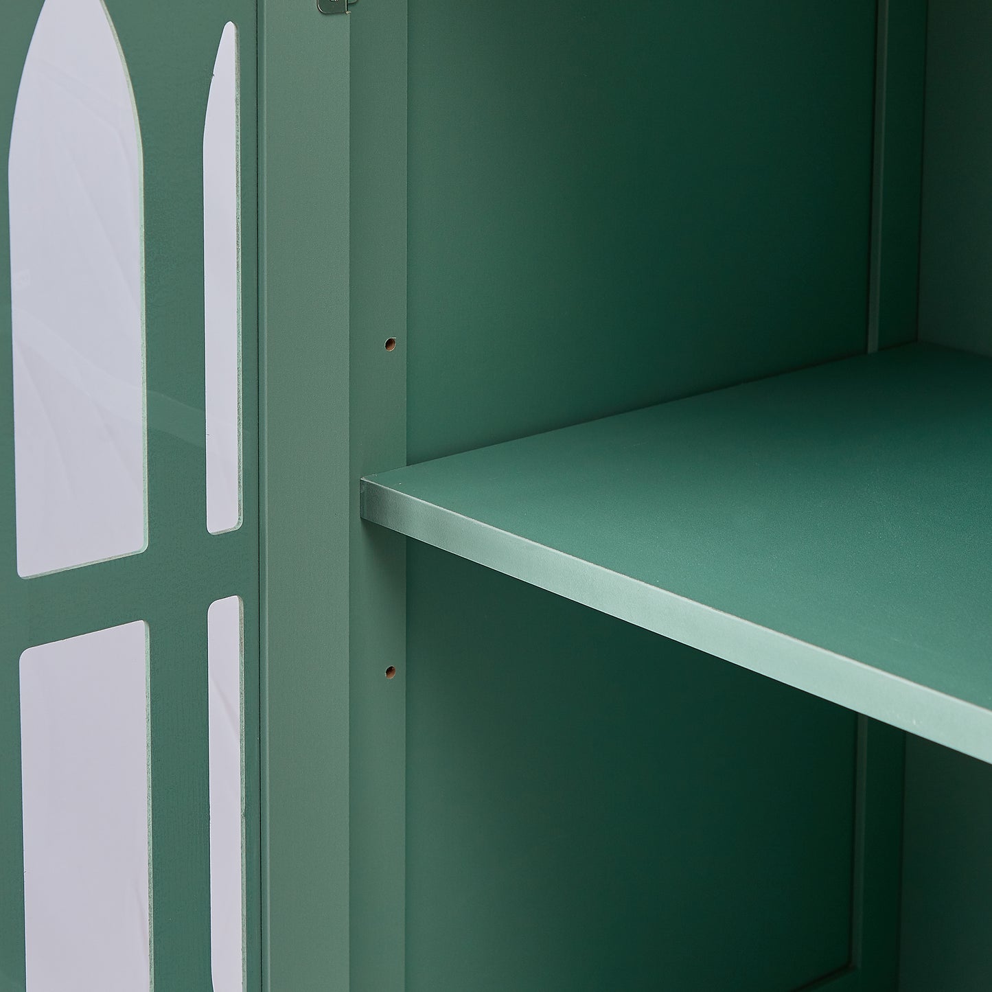 Tall Bathroom Cabinet, Freestanding Storage Cabinet with Drawer and Doors, MDF Board, Acrylic Door, Adjustable Shelf, Green