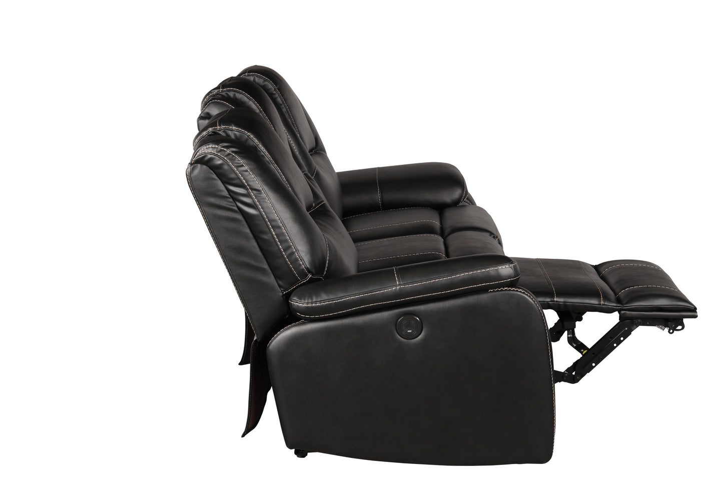 Hong Kong Power Reclining Sofa made with Faux Leather in Black