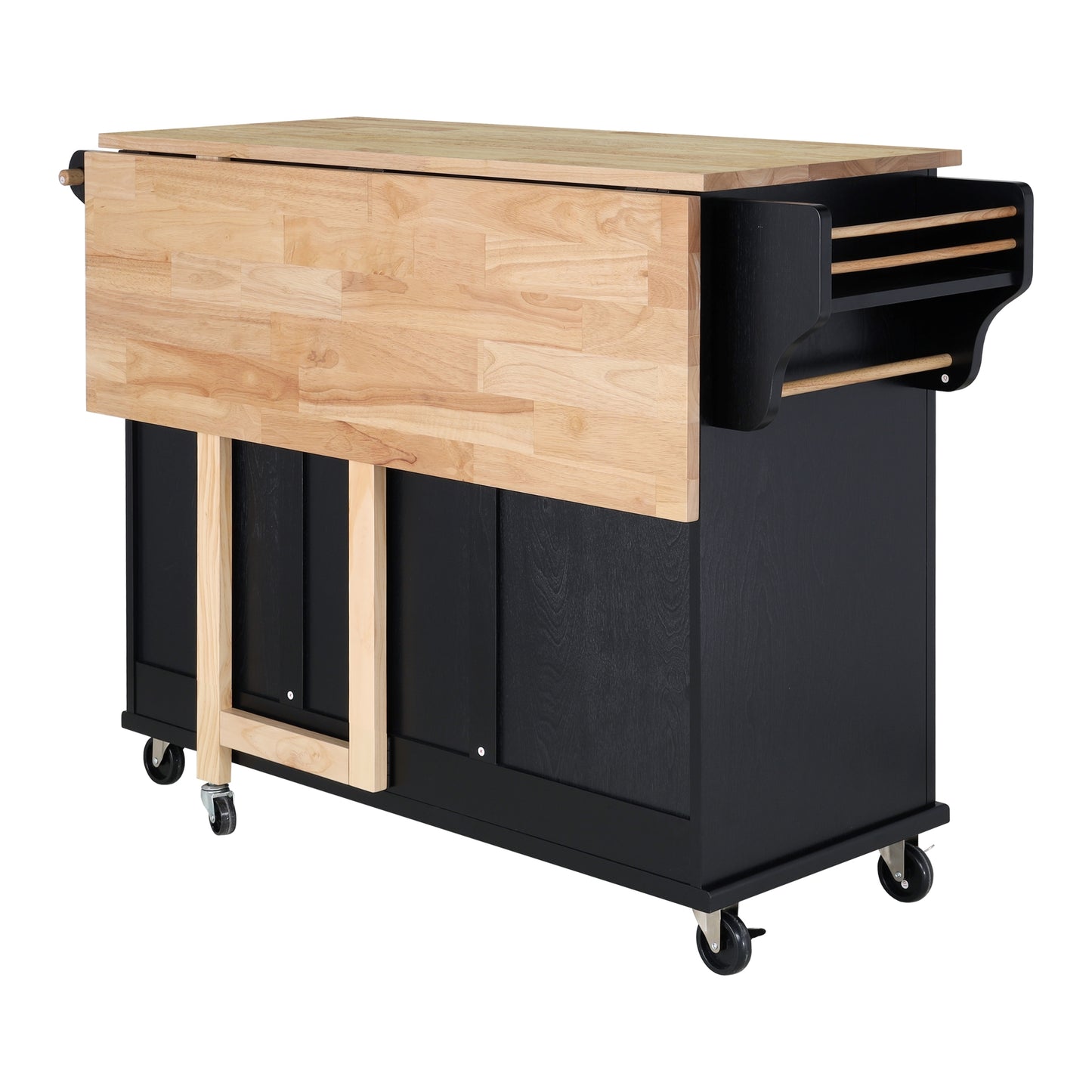 Cambridge Natural Wood Top Kitchen Island with Storage