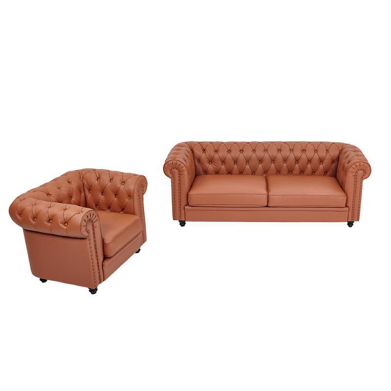 classic sofa 3-seat genuine leather solid wood oak feet