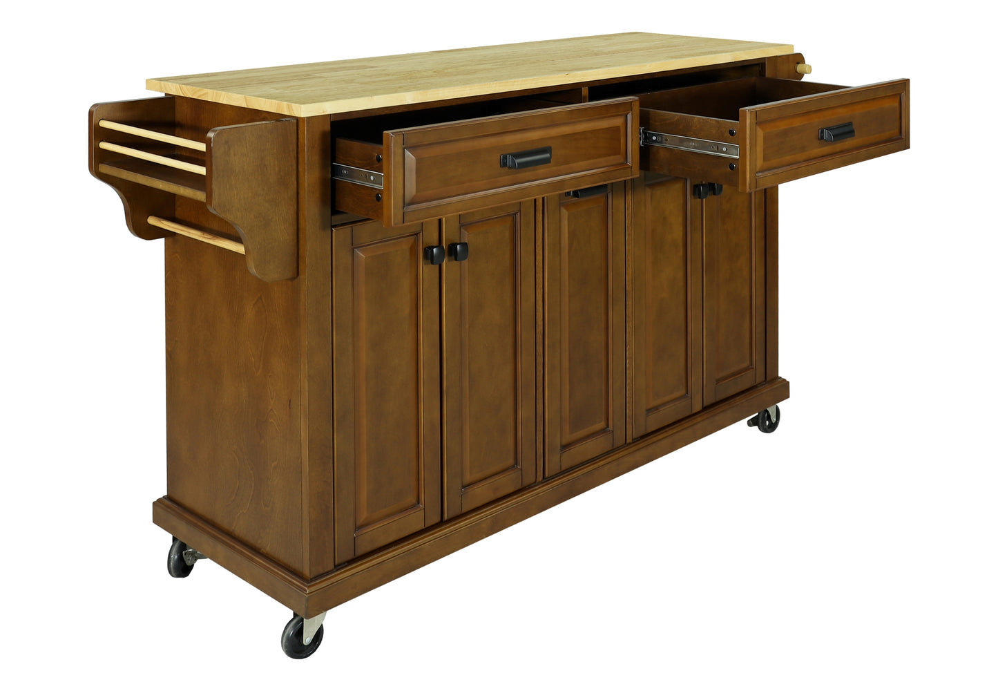 Cambridge Natural Wood Top Kitchen Island with Storage