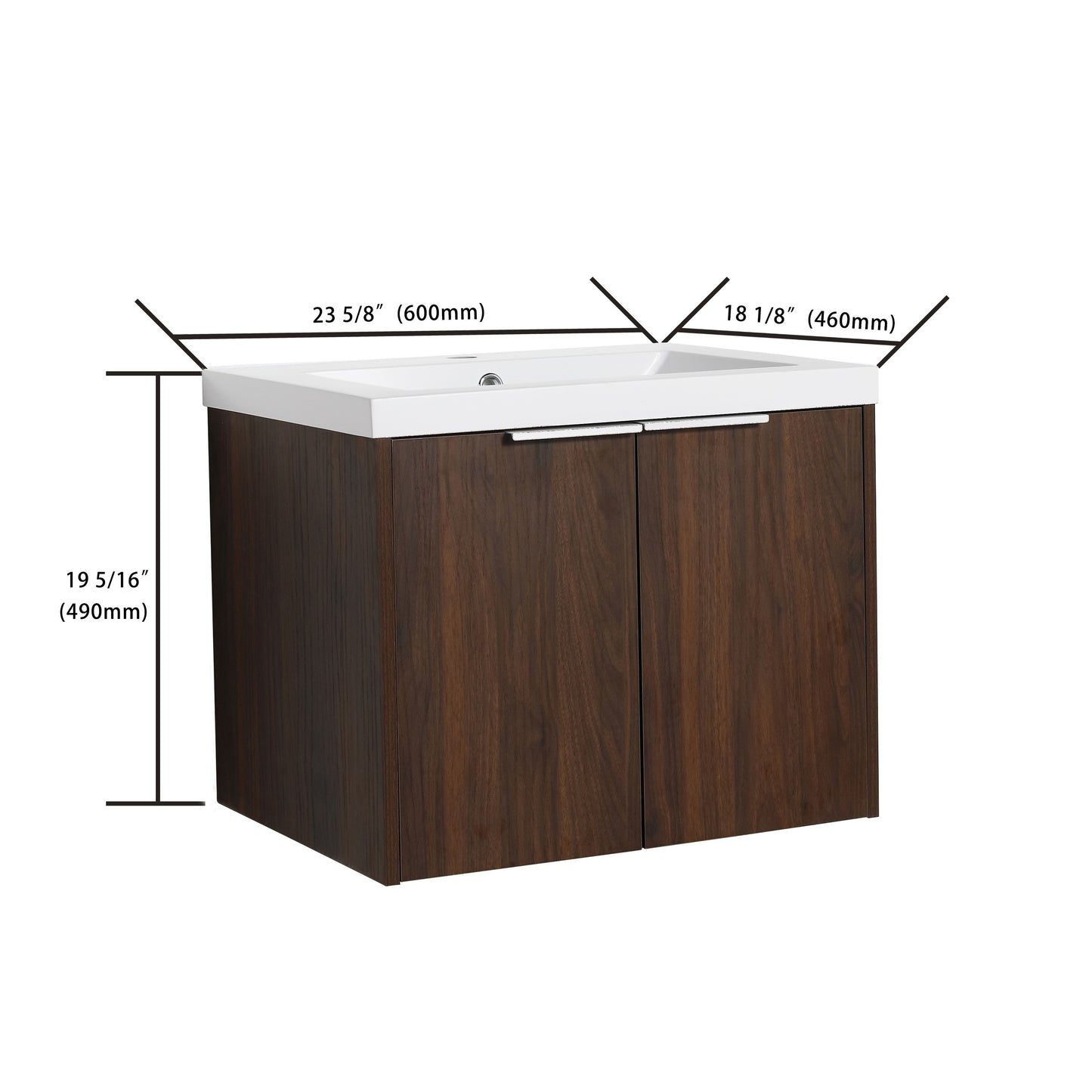 Bathroom Cabinet With Sink Soft Close Doors Float Mounting Design 24" For Small Bathroom