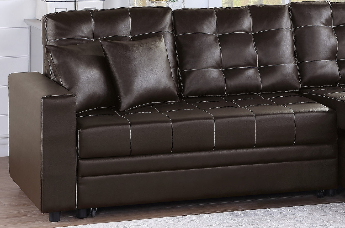 Espresso Convertible Sectional Pull Out Bed