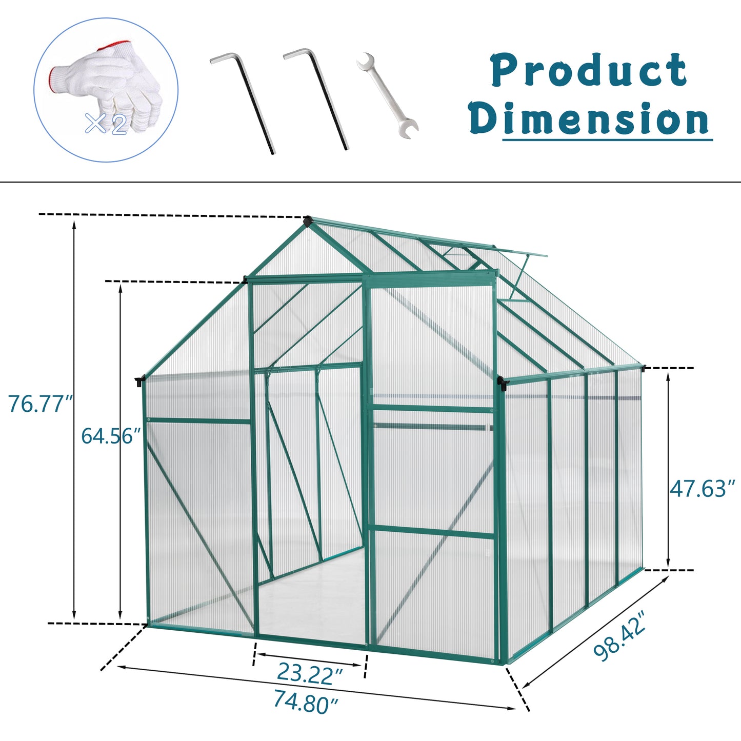 Green-6 x 8 FT Outdoor Patio Greenhouse